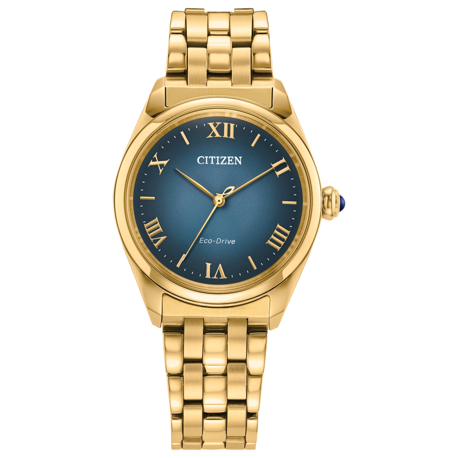 Montre pour femmes Eco-Drive L «&nbsp;Classic&nbsp;» de Citizen 33&nbsp;mm avec boîtier et bracelet en acier inoxydable doré et cadran bleu