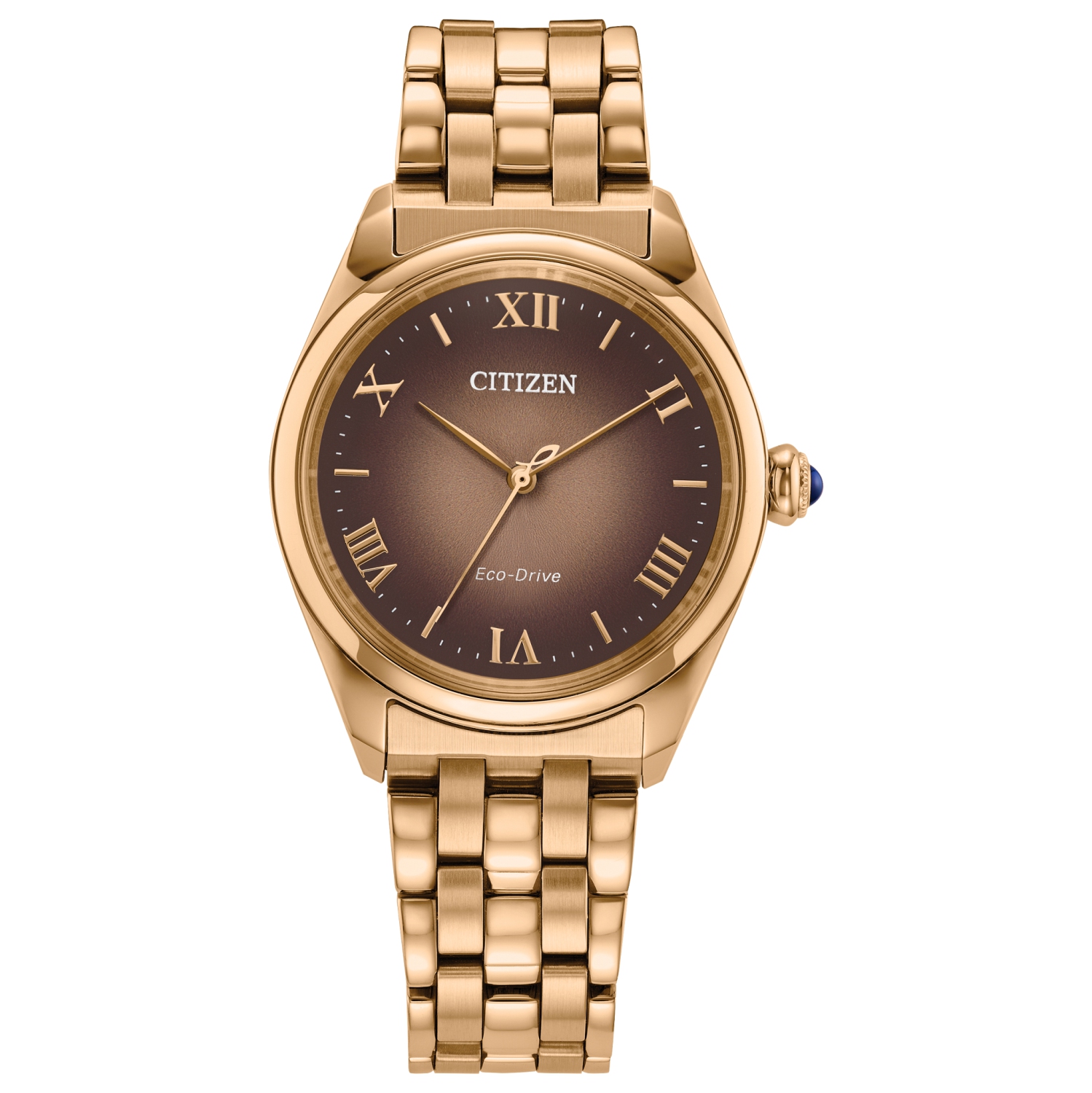Citizen Ladies Citizen L “Classic” Eco-Drive Watch 33mm Rose Gold-Tone Stainless Steel Case and Bracelet with Brown Dial