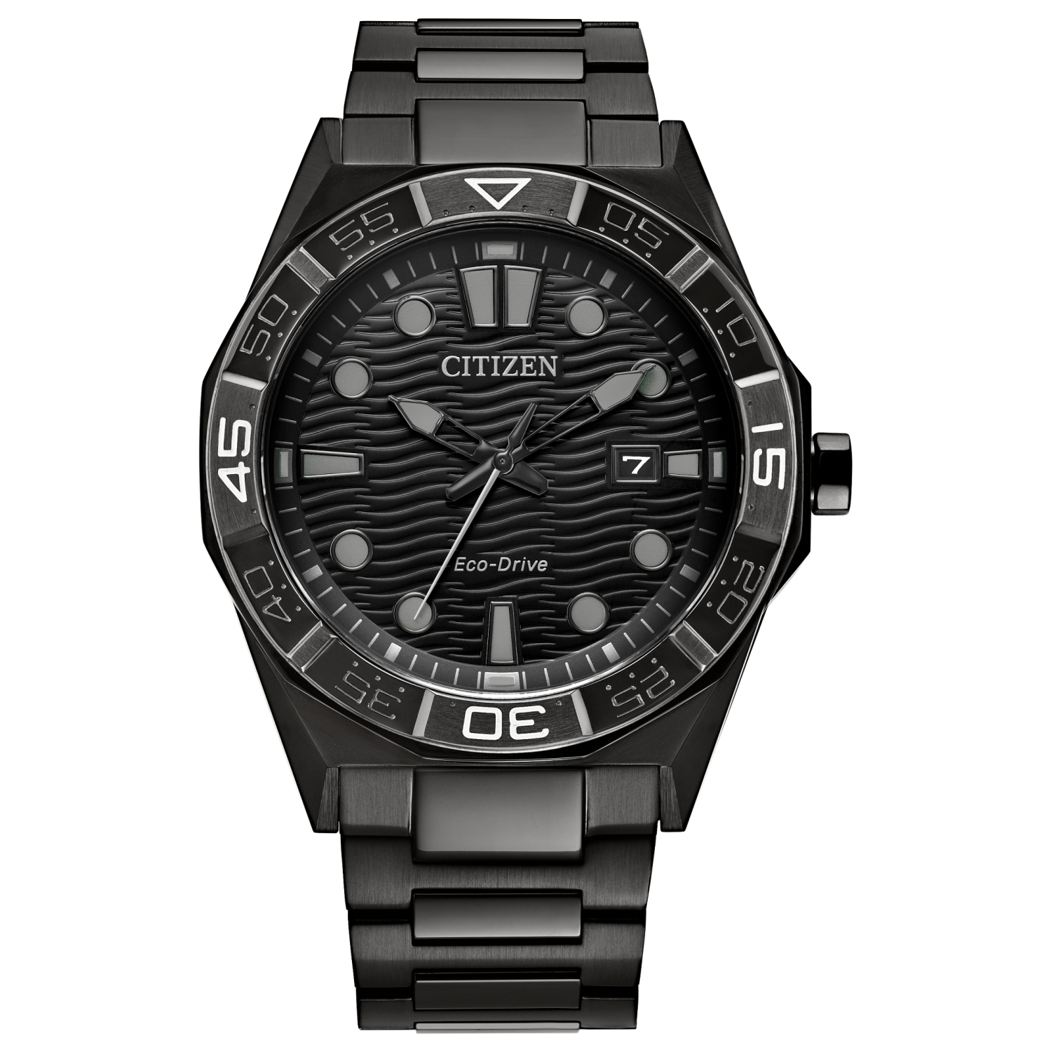 Montre pour hommes Brycen Eco-Drive de Citizen 42&nbsp;mm avec boîtier et bracelet en acier inoxydable noir et cadran noir