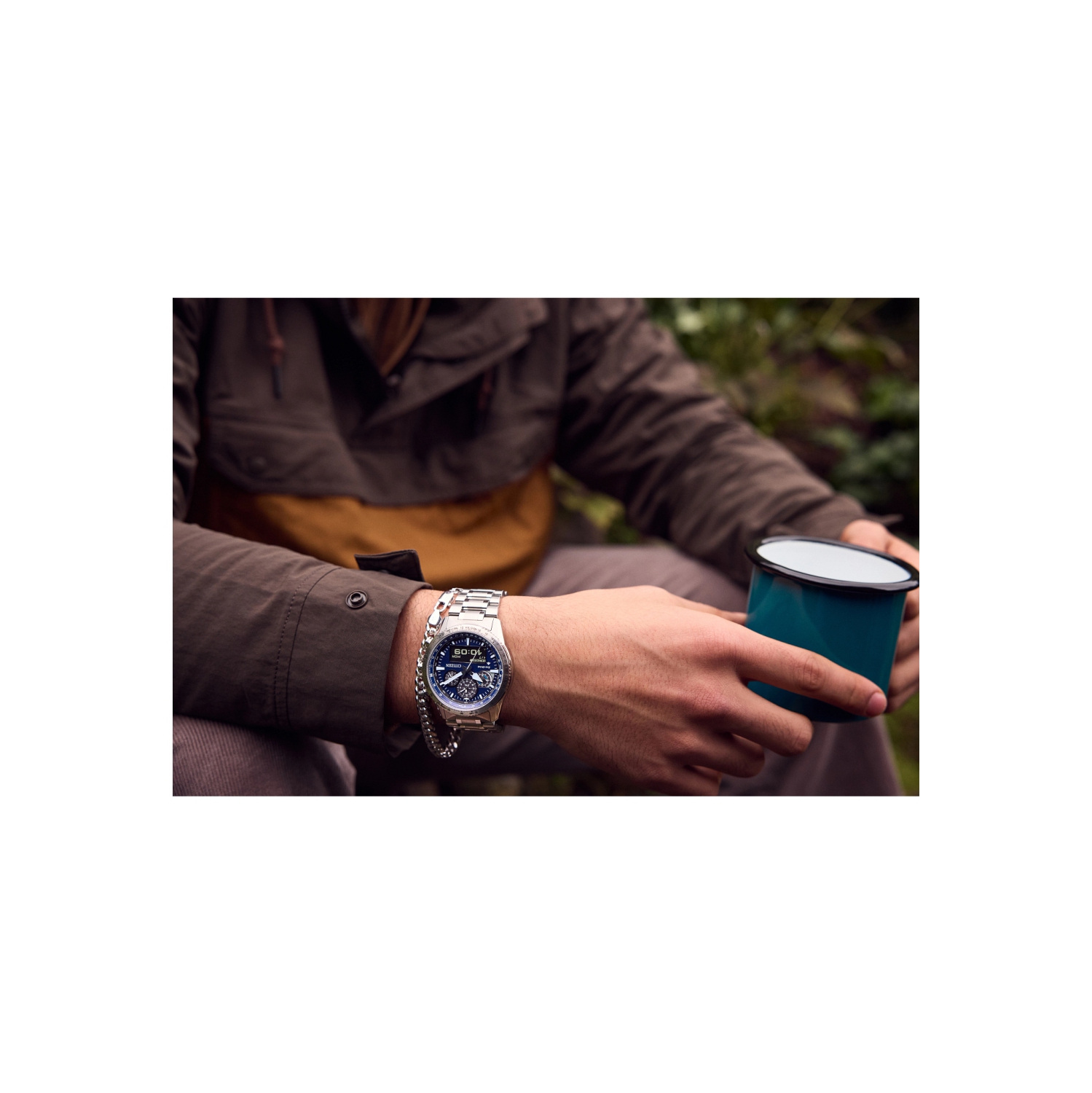 Montre homme Eco-Drive Promaster Skyhawk U830 Citizen boîtier inox argenté et bracelet 43&nbsp;mm cadran bleu