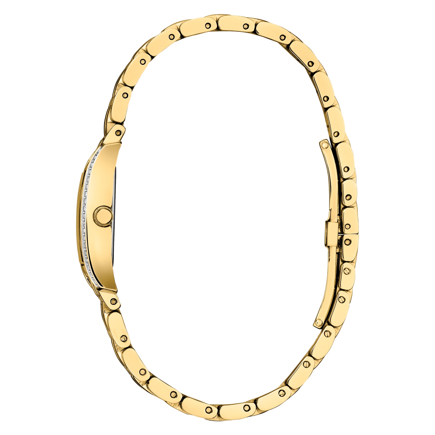 Montre pour femmes Palidoro Eco-Drive 28,3&nbsp;mm avec boîtier et bracelet en acier inoxydable doré et cadran noir