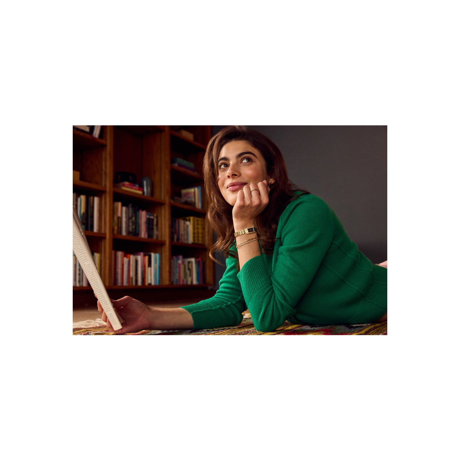 Montre pour femmes Palidoro Eco-Drive 28,3&nbsp;mm avec boîtier et bracelet en acier inoxydable doré et cadran noir