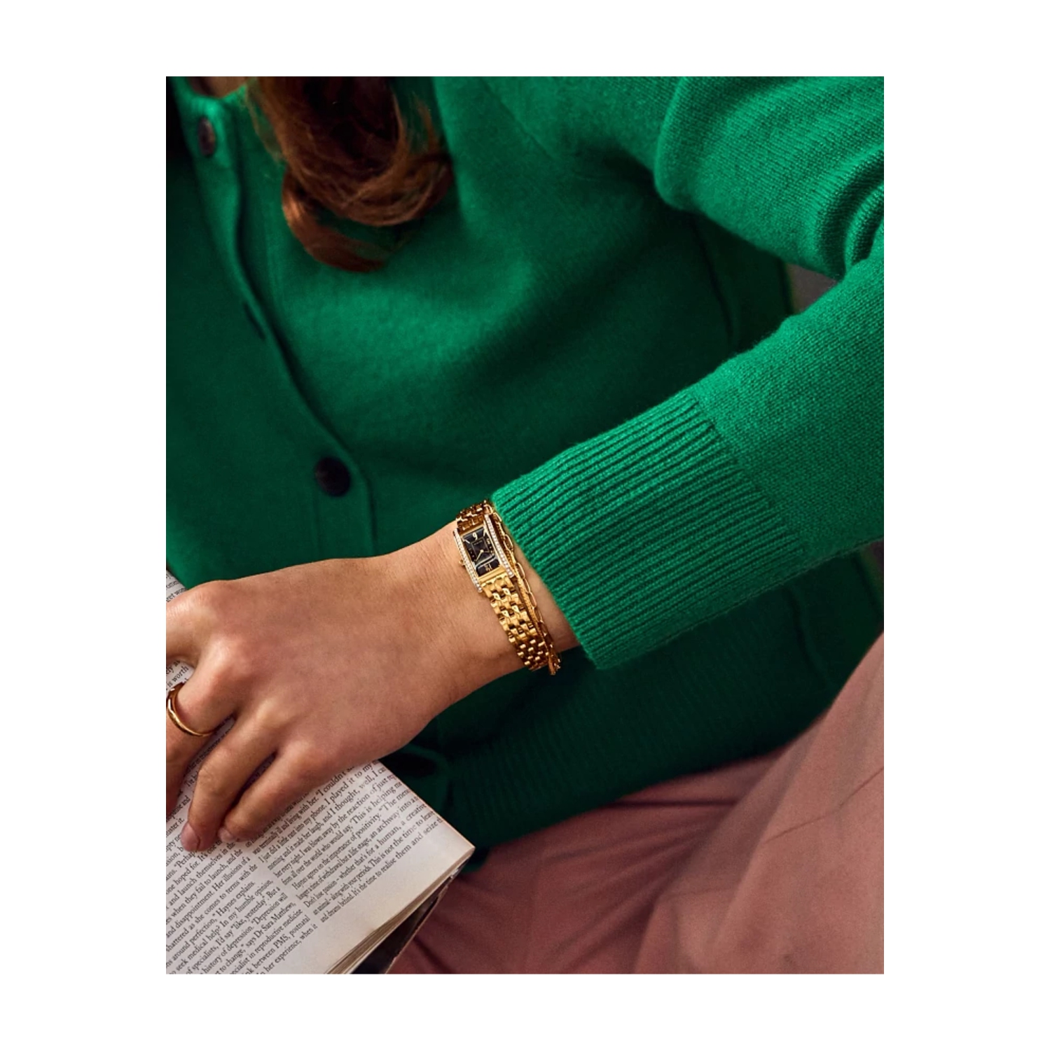 Montre pour femmes Palidoro Eco-Drive 28,3&nbsp;mm avec boîtier et bracelet en acier inoxydable doré et cadran noir