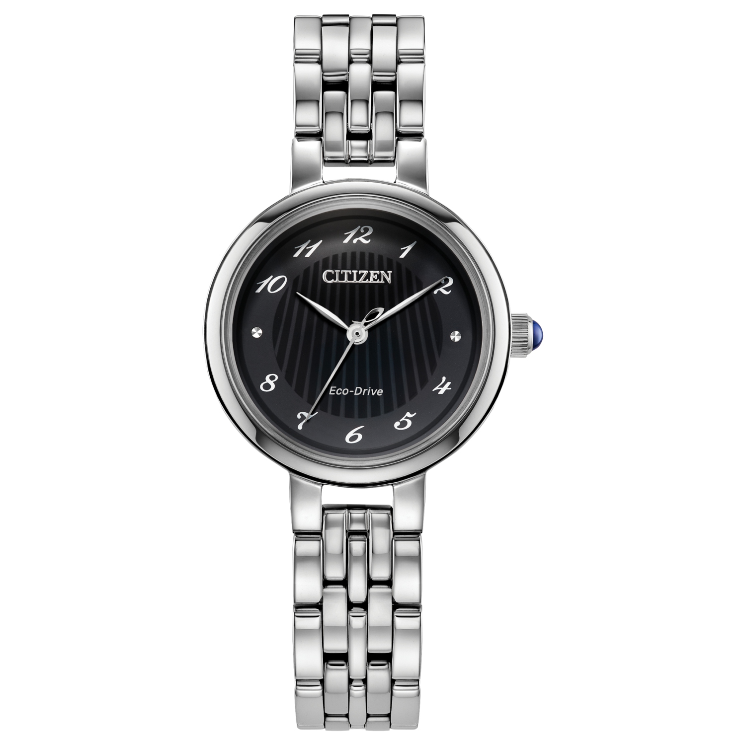 Montre pour femmes Eco-Drive L «&nbsp;Classic&nbsp;» de Citizen 27,7&nbsp;mm avec boîtier et bracelet en acier inoxydable argenté et cadran noir