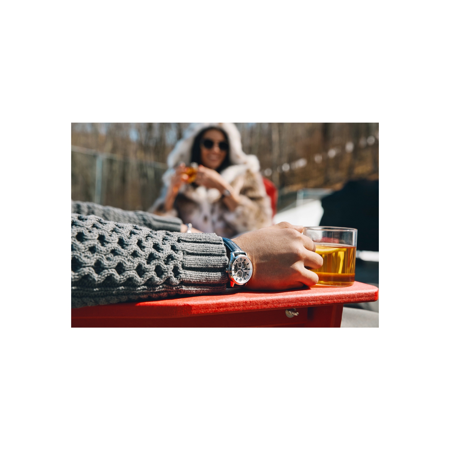 Montre automatique pour hommes Sutton de Bulova 40&nbsp;mm avec boîtier en acier inoxydable argenté bracelet en cuir bleu et cadran argenté