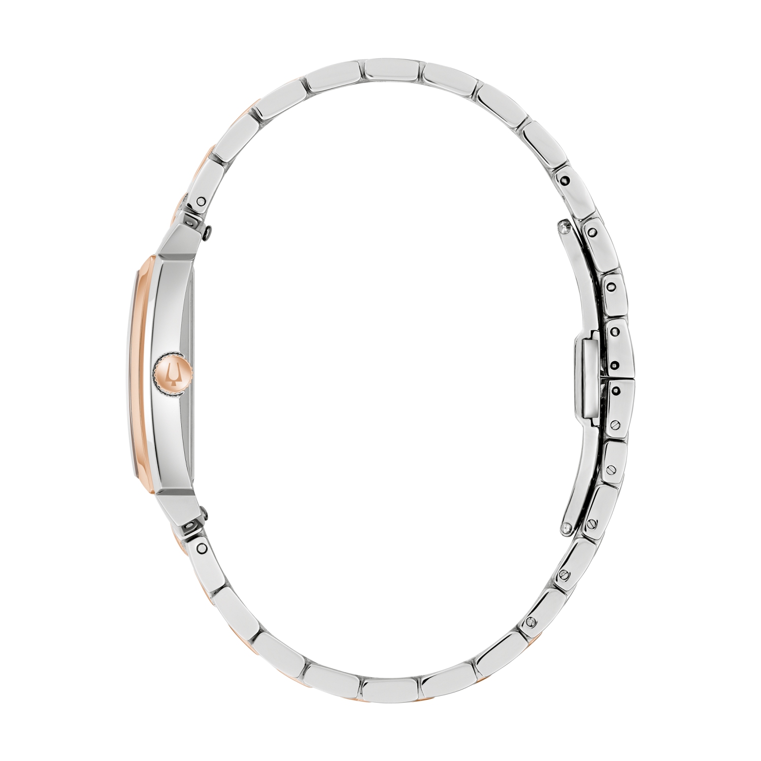 Montre à quartz pour femmes 25 mm de Bulova avec boîtier et bracelet en acier inoxydable rose doré et cadran blanc