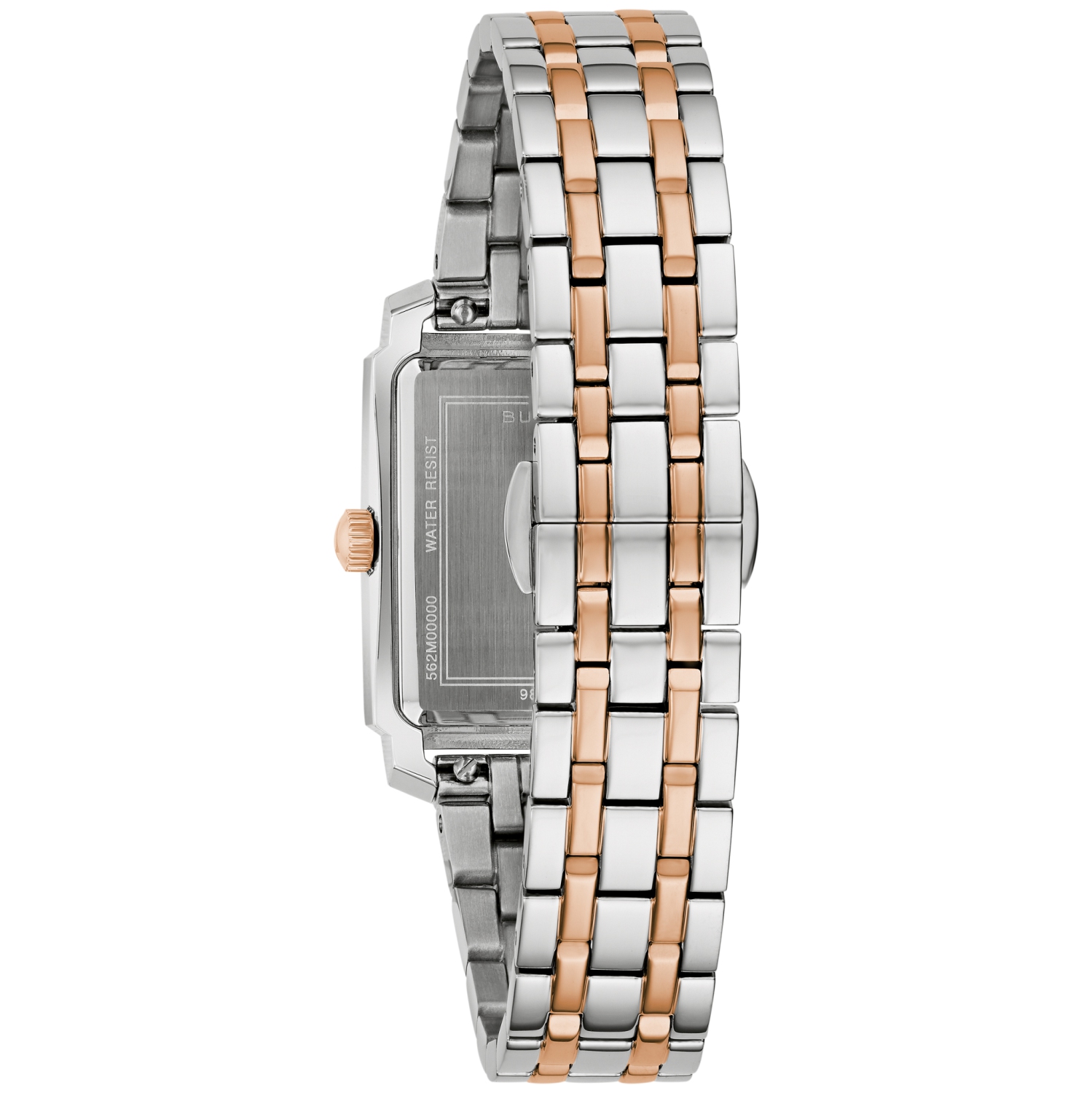 Montre à quartz pour femmes 25 mm de Bulova avec boîtier et bracelet en acier inoxydable rose doré et cadran blanc