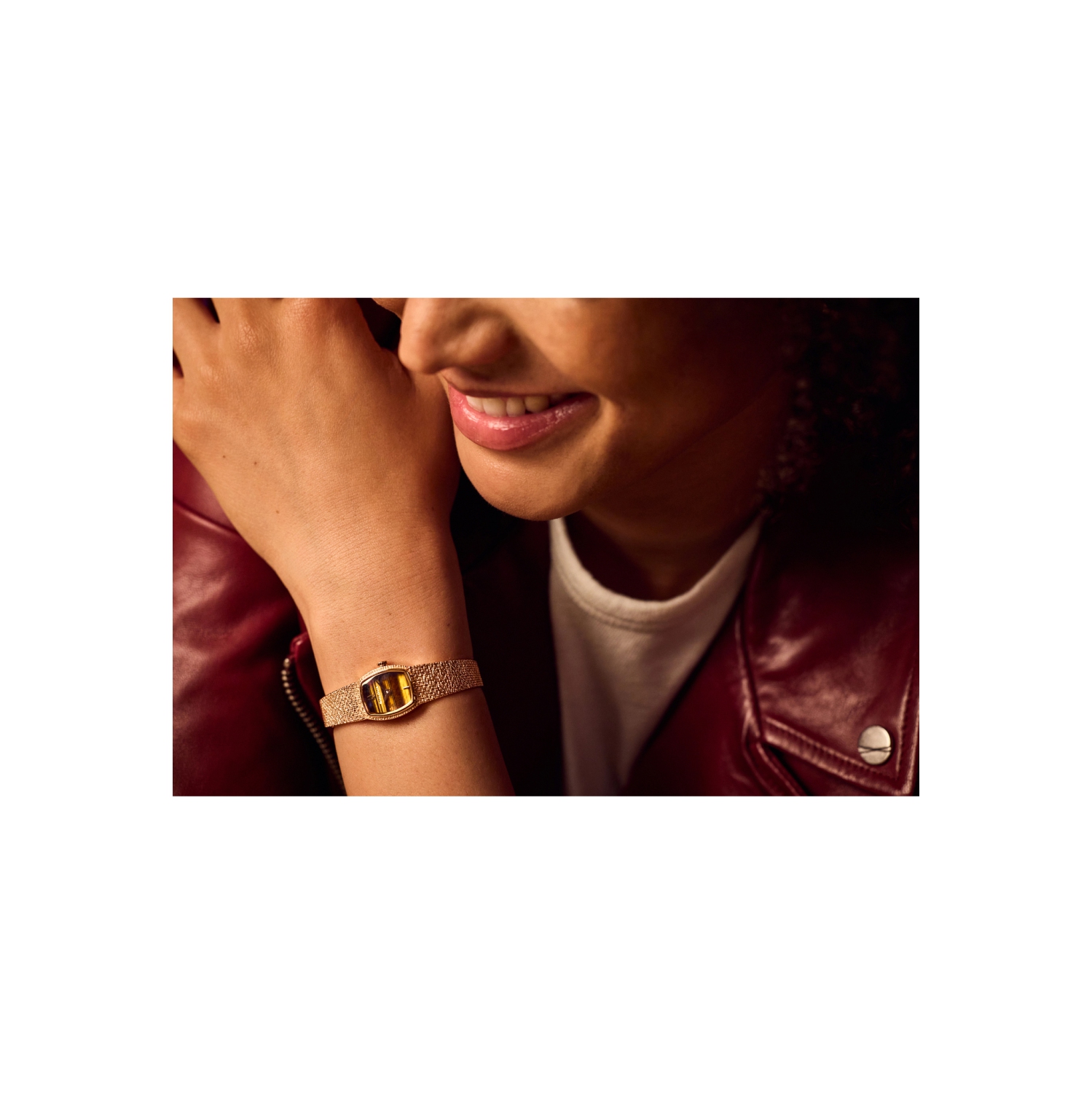 Bulova Ladies Goddess Of Time Quartz Watch 17mm Rose Gold-Tone Stainless Steel Case and Bracelet with Brown Tigre Eye Dial