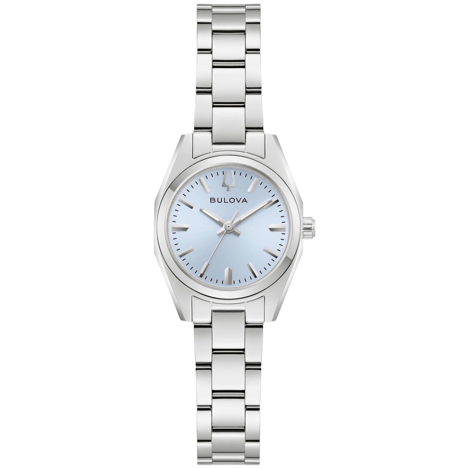 Montre à quartz pour femmes Surveyor 22,7&nbsp;mm de Bulova avec boîtier et bracelet en acier inoxydable argenté et cadran bleu clair
