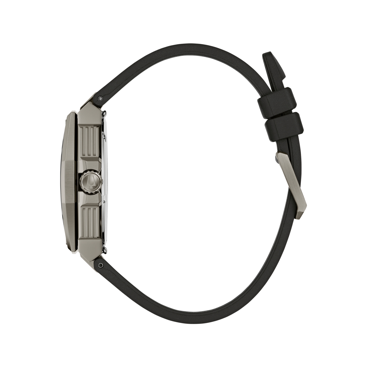 Montre pour hommes série X Precisionist de Bulova 42&nbsp;mm boîtier inox gris bracelet caoutchouc noir HNBR cadran blanc luminescent