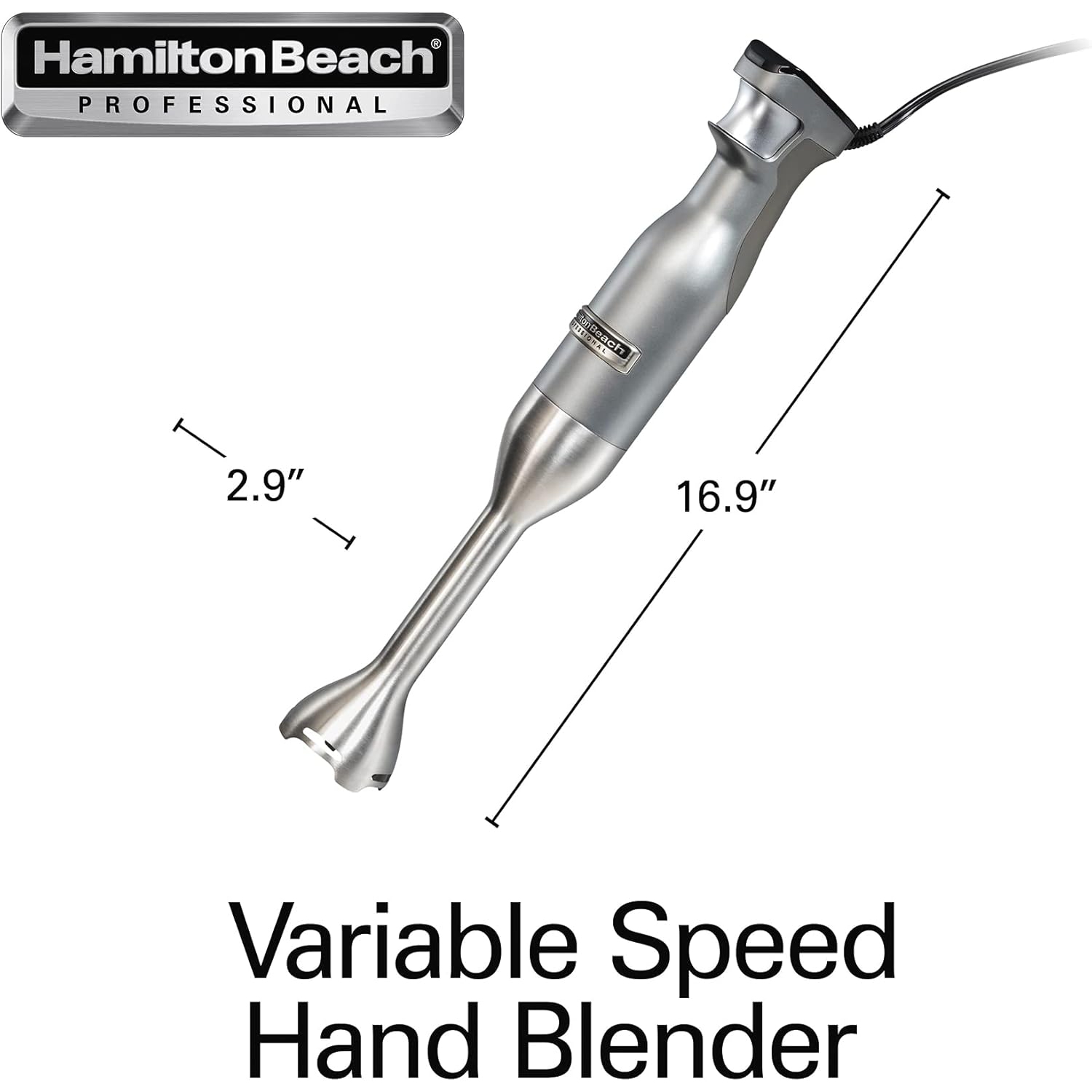 Boîte ouverte - Mélangeur à main à vitesse variable Professional de Hamilton Beach MD, argenté, 59750