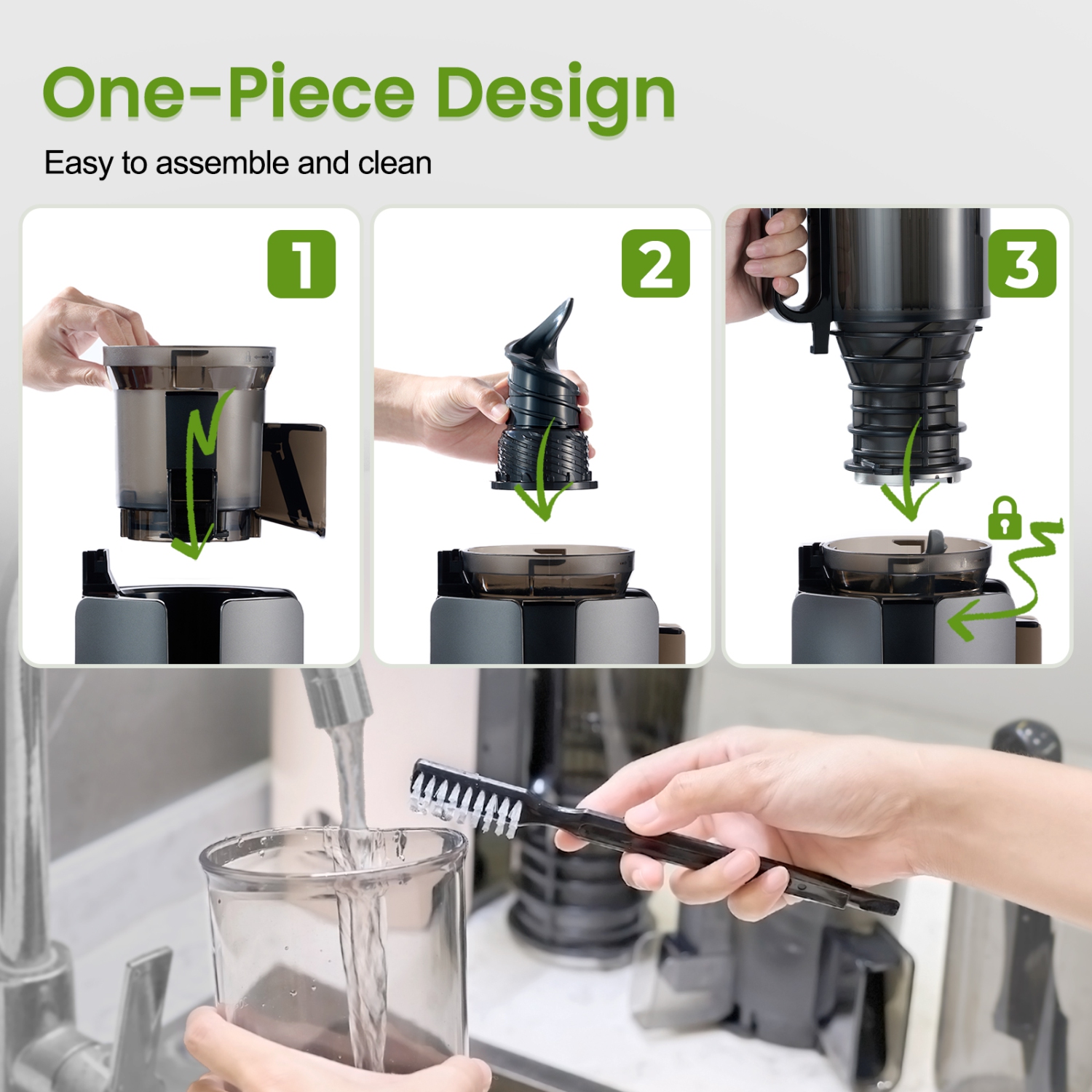 Ventray Cold Press Juicer, 4.7" Large Feed Chute Masticating Juicer with Extended Extraction Tech for Vegetables & Fruits - Black