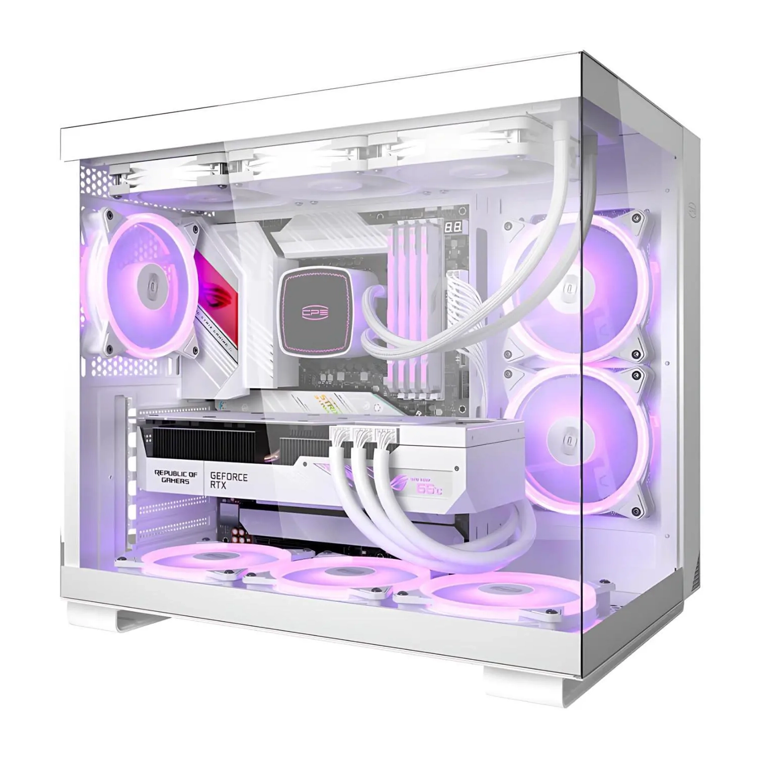 PCCOOLER CPS C3 T500 ARGB PC Case, Dual-Chamber Mid-Tower ATX Case, Desktop Computer Case w/ 6 ARGB Fans Pre-installed w/ Fan Hub, Tempered Glass,