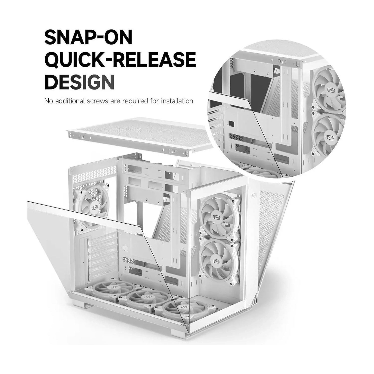 PCCOOLER CPS C3 T500 ARGB PC Case, Dual-Chamber Mid-Tower ATX Case, Desktop Computer Case w/ 6 ARGB Fans Pre-installed w/ Fan Hub, Tempered Glass,