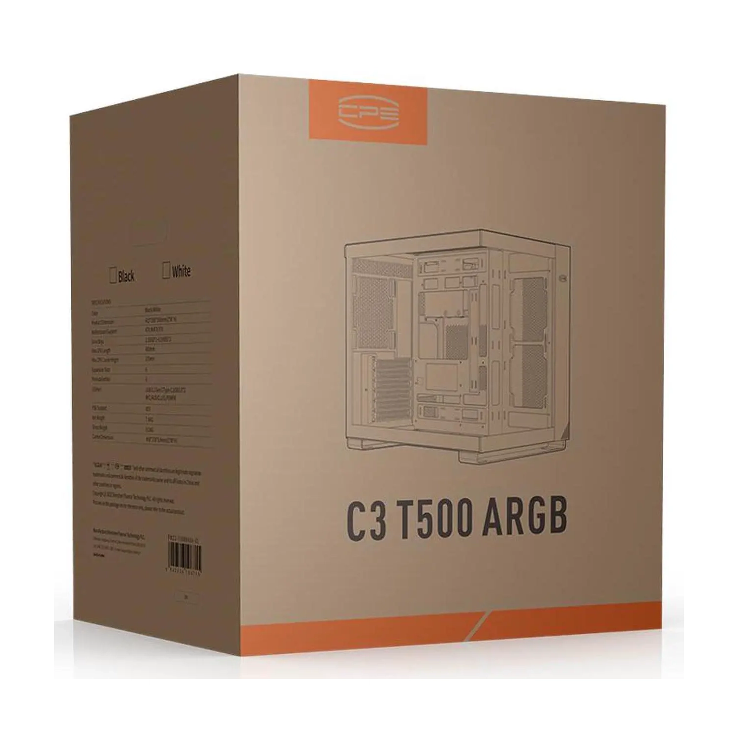 PCCOOLER CPS C3 T500 ARGB PC Case, Dual-Chamber Mid-Tower ATX Case, Desktop Computer Case w/ 6 ARGB Fans Pre-installed w/ Fan Hub, Tempered Glass,