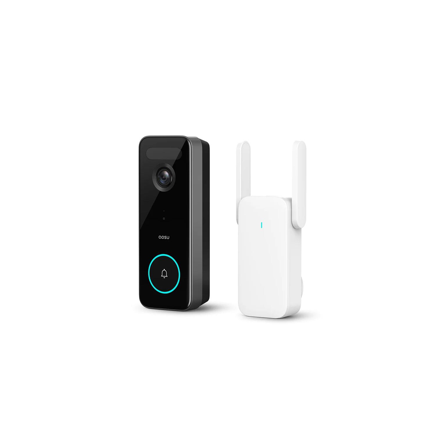 Aosu V8S 5MP Battery-Powered or Wire Two Modes Ultra HD Wi-Fi Dual-Band Smart Doorbell Camera - Black