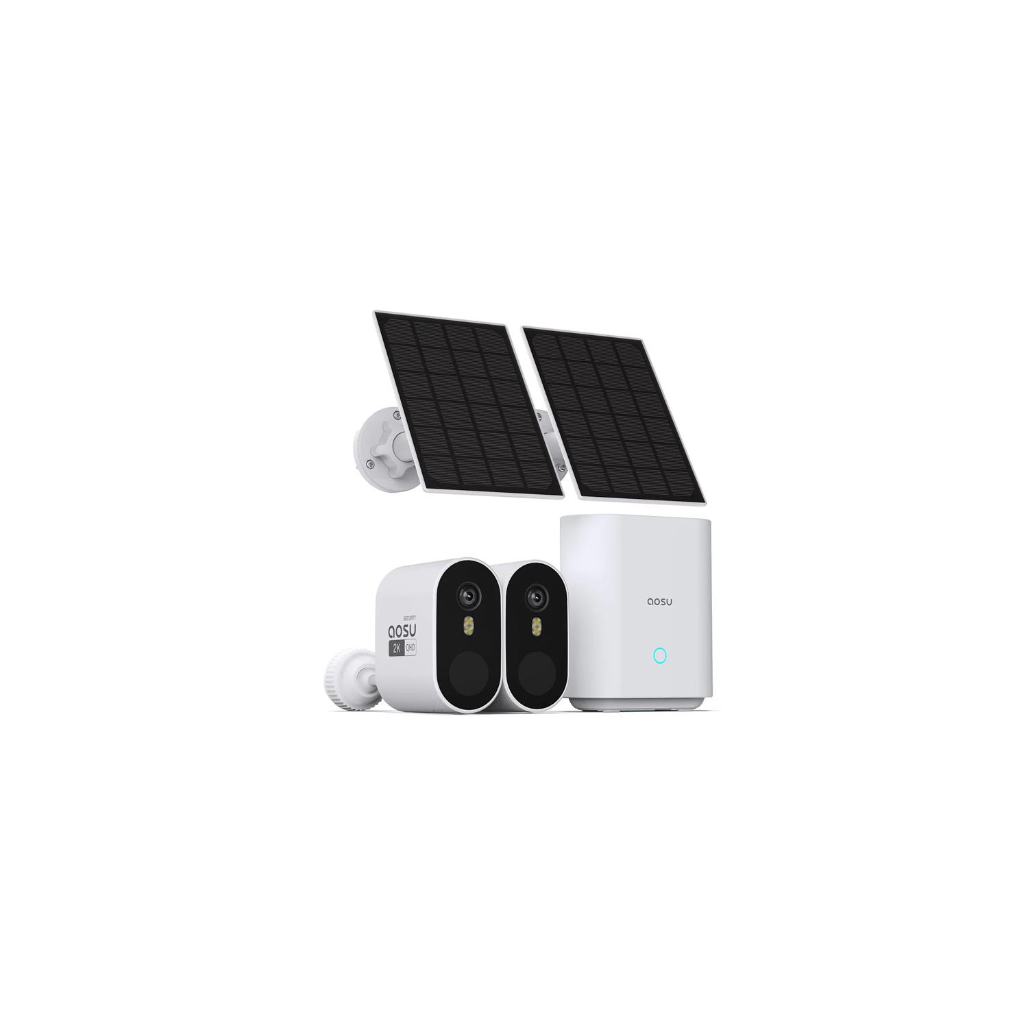 Aosu C7P-2H 3MP 2pcs Solar-Powered Dual Band Wi-Fi Cameras with Spotlight - White