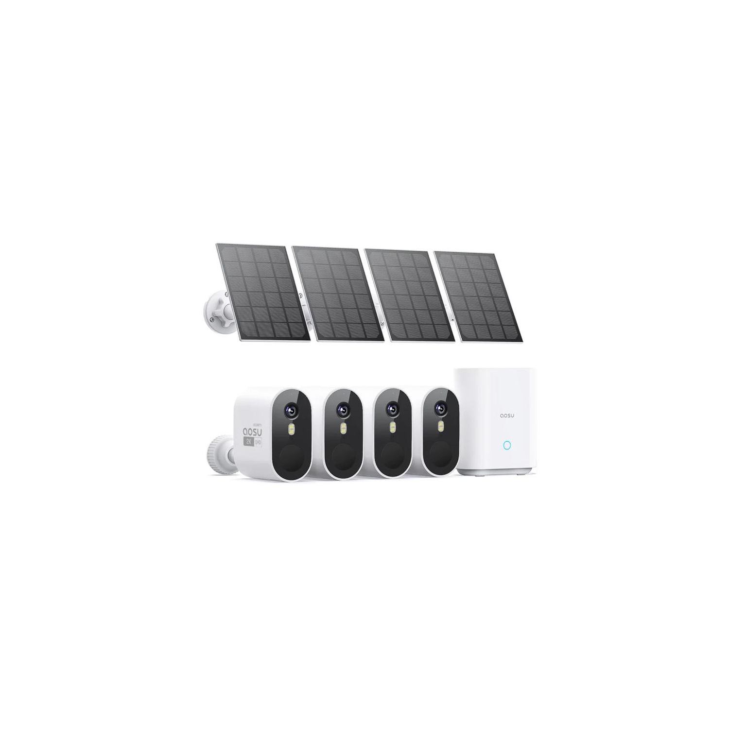 Aosu C7P-4H 3MP 4pcs Solar-Powered Dual Band Wi-Fi Cameras with Spotlight - White