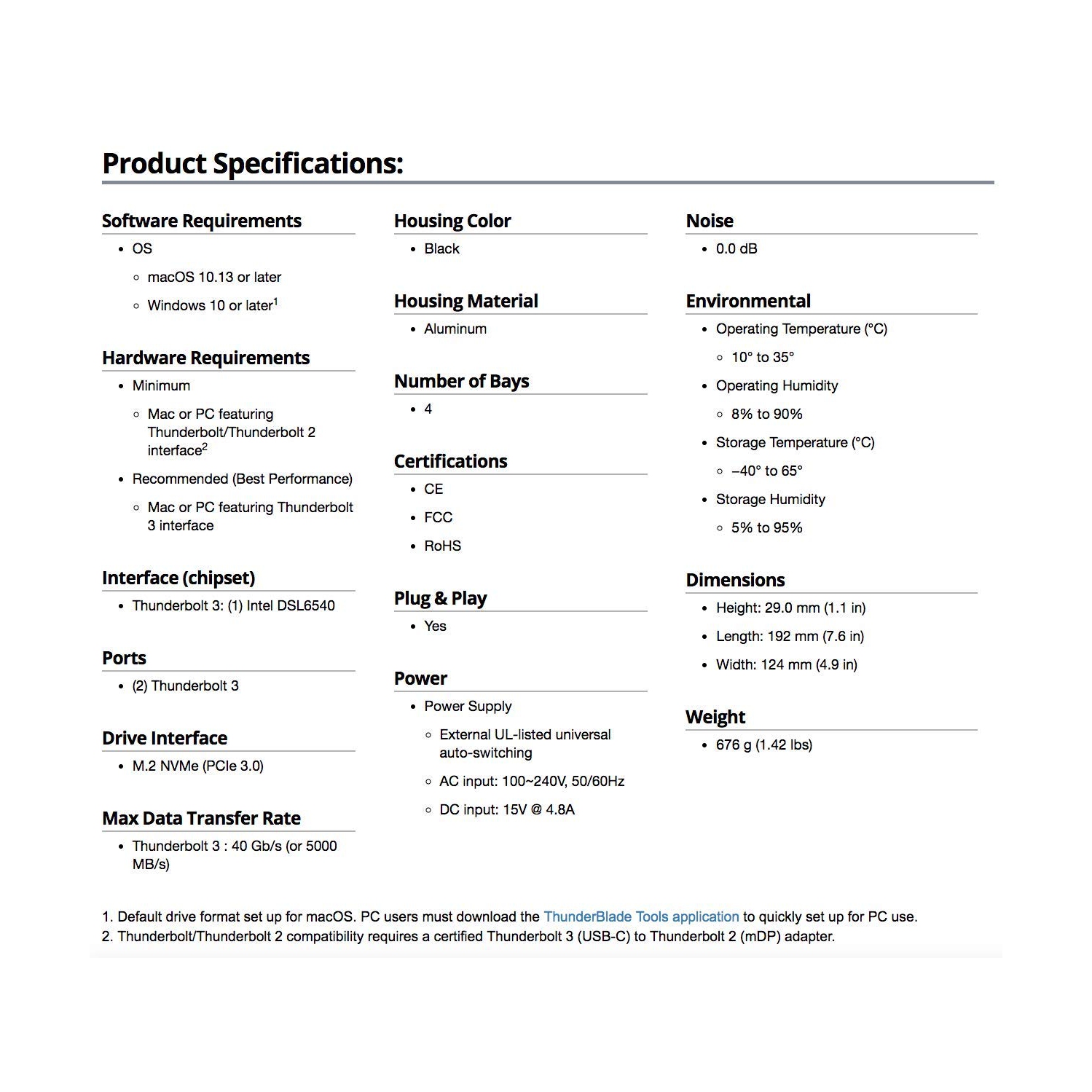 8.0TB OWC ThunderBlade Thunderbolt NVMe RAID SSD External Storage Solution with SoftRAID