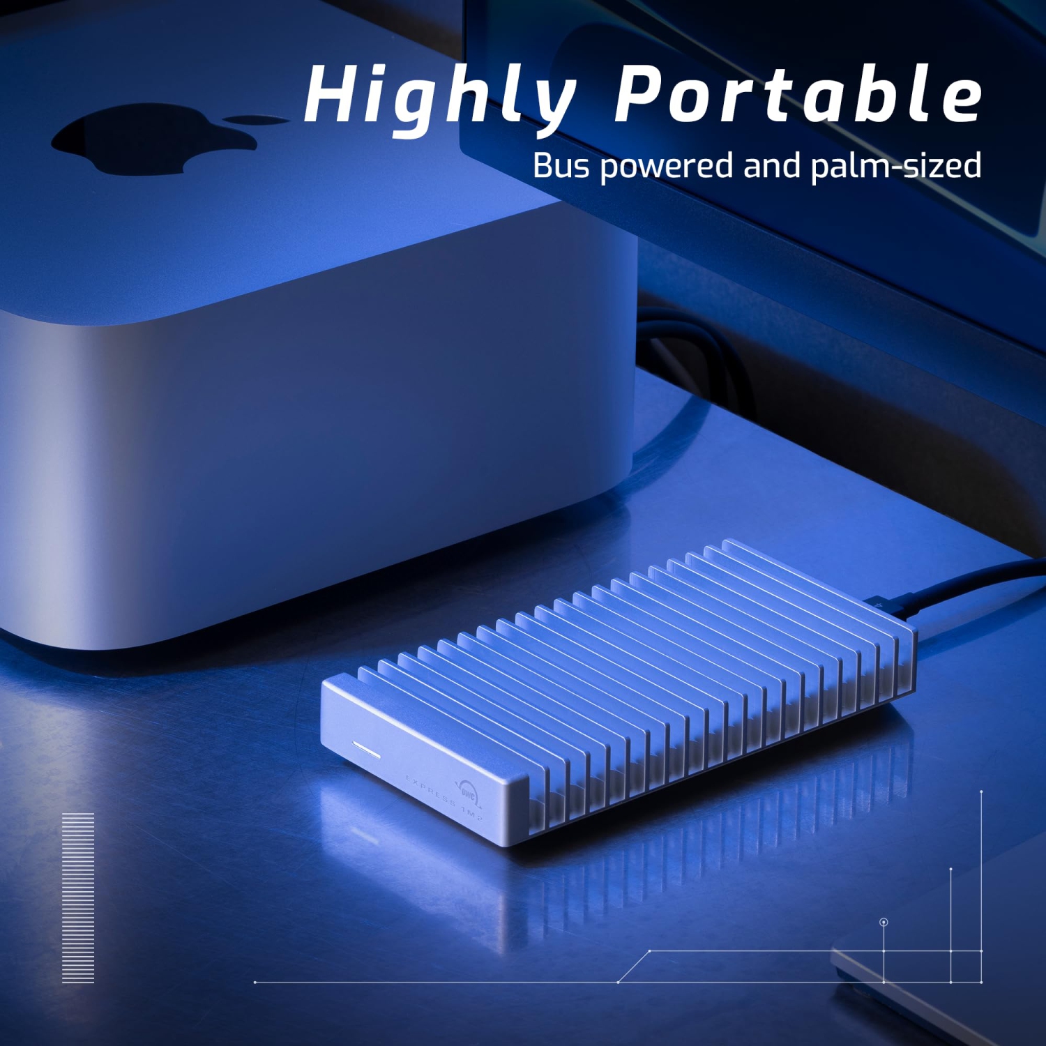 OWC 2TB Express 1M2 Portable NVMe SSD USB4 Ultra Fast External SSD Drive with Aluminum Heat Sink Enclosure