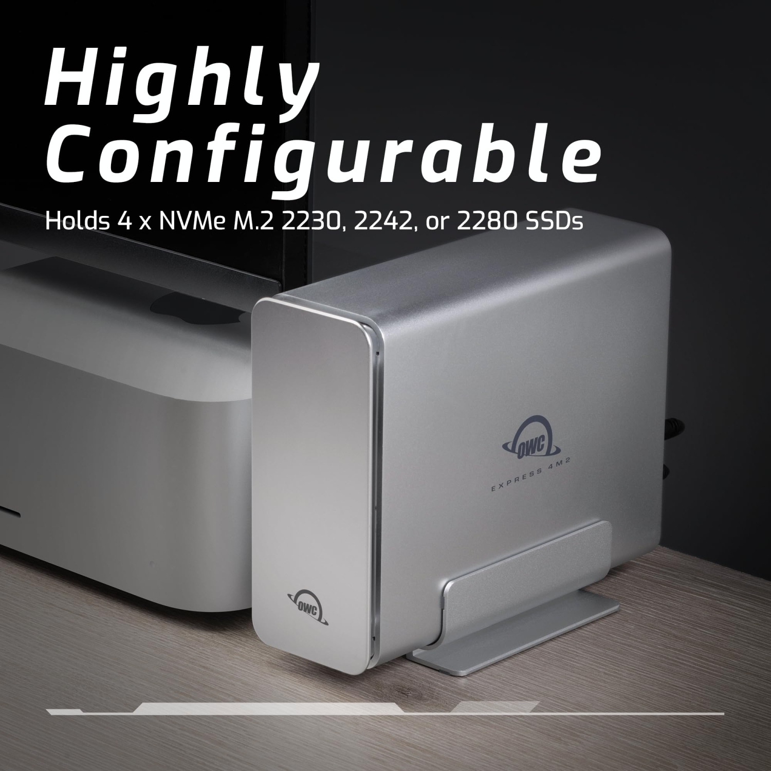 OWC Express 4M2 USB4 Four-Slot USB4 External Storage Enclosure with SoftRAID for NVMe M.2 2230 / 2242 / 2280 SSDs