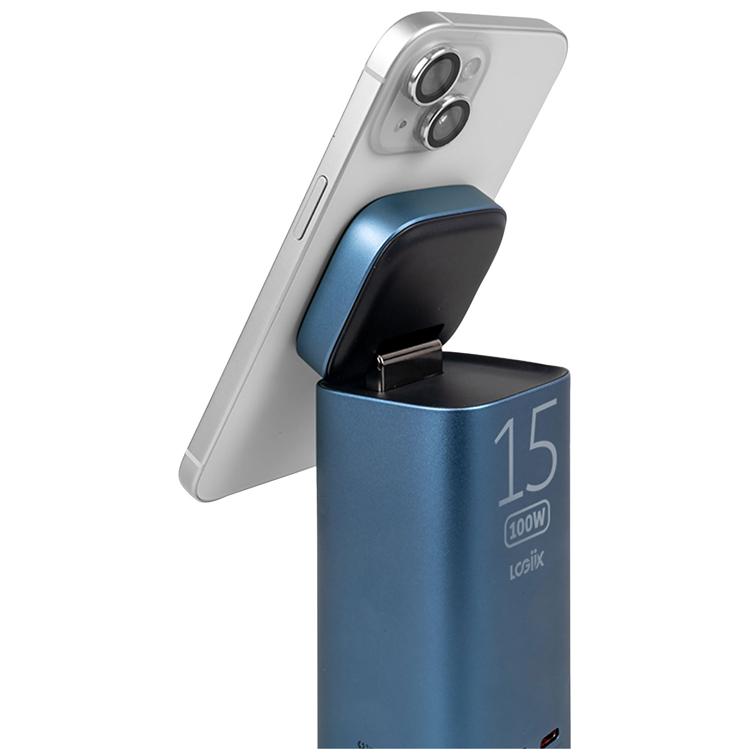 LOGiiX Piston Power Pro 15000mAh 20W USB-A/USB-C Power Bank with Qi2 Wireless Charging - Midnight Blue