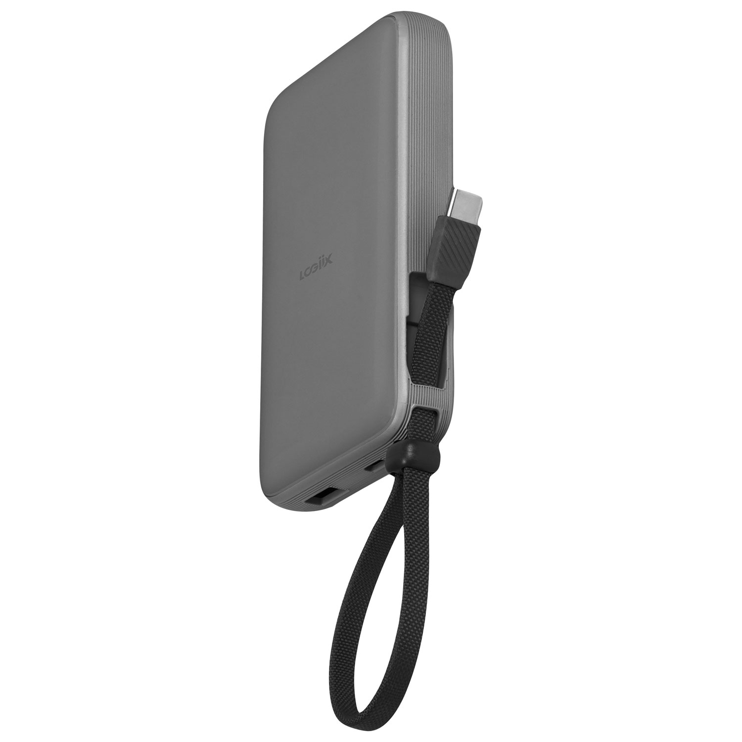 Chargeur portable 20 W 10 000 mAh Piston Power de LOGiiX avec câble USB-C - Gris