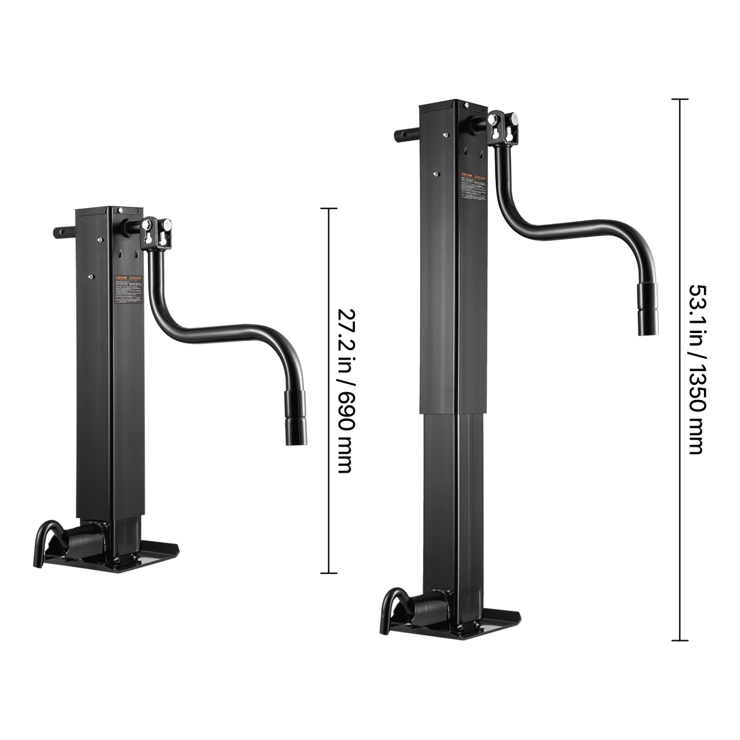 Cric de remorque VEVOR, capacité de charge dynamique 12000&nbsp;lb, cric de remorque pivotant soudé avec poignée ergonomique, course verticale de