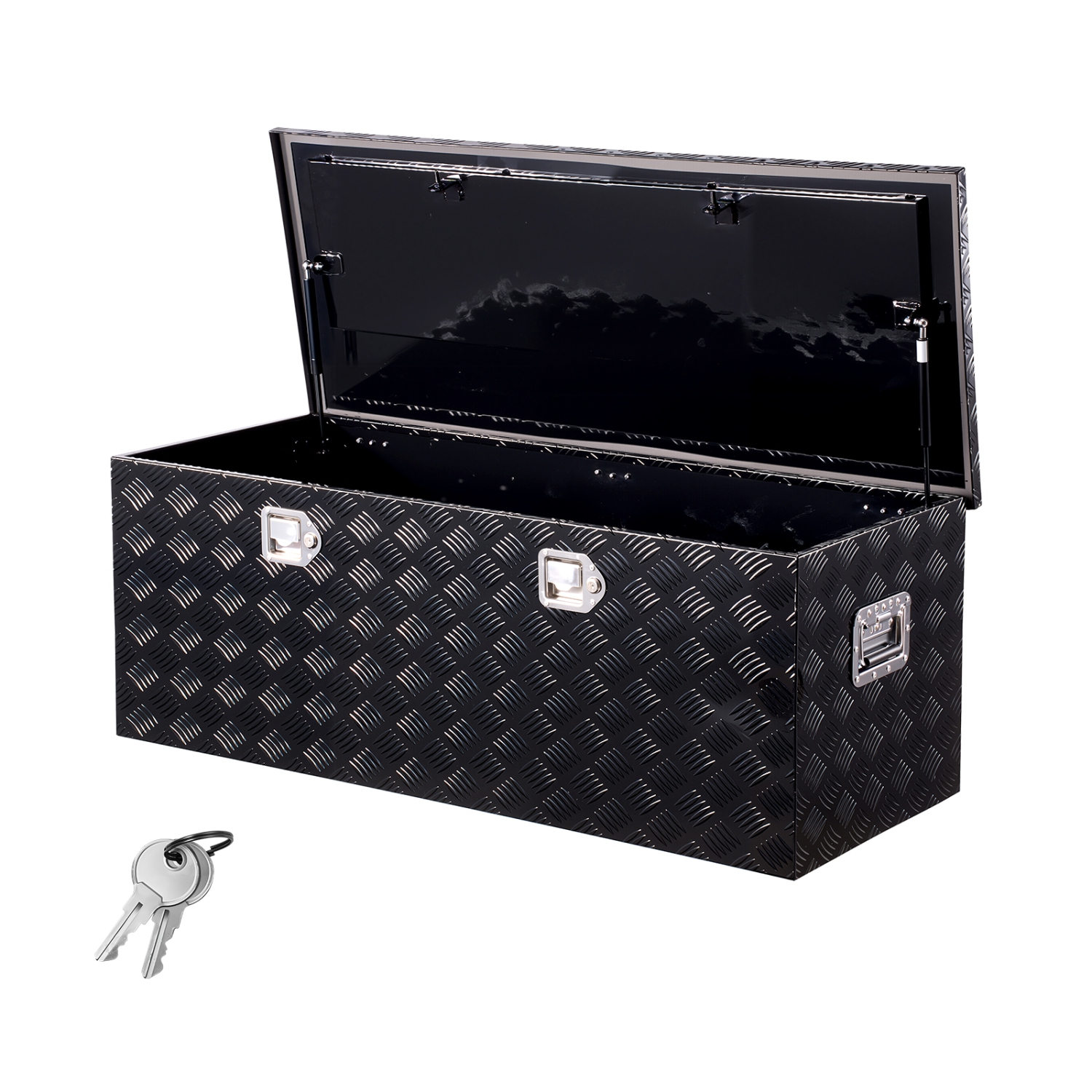 VEVOR 48"x19.5"x17.5" Heavy Duty Aluminum Truck Bed Tool Box, Stripes Plated Tool Box with Side Handle and Locks Keys, Storage Toolbox Chest
