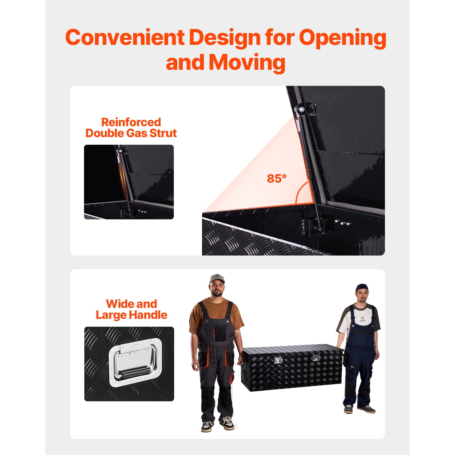 VEVOR 48"x19.5"x17.5" Heavy Duty Aluminum Truck Bed Tool Box, Stripes Plated Tool Box with Side Handle and Locks Keys, Storage Toolbox Chest