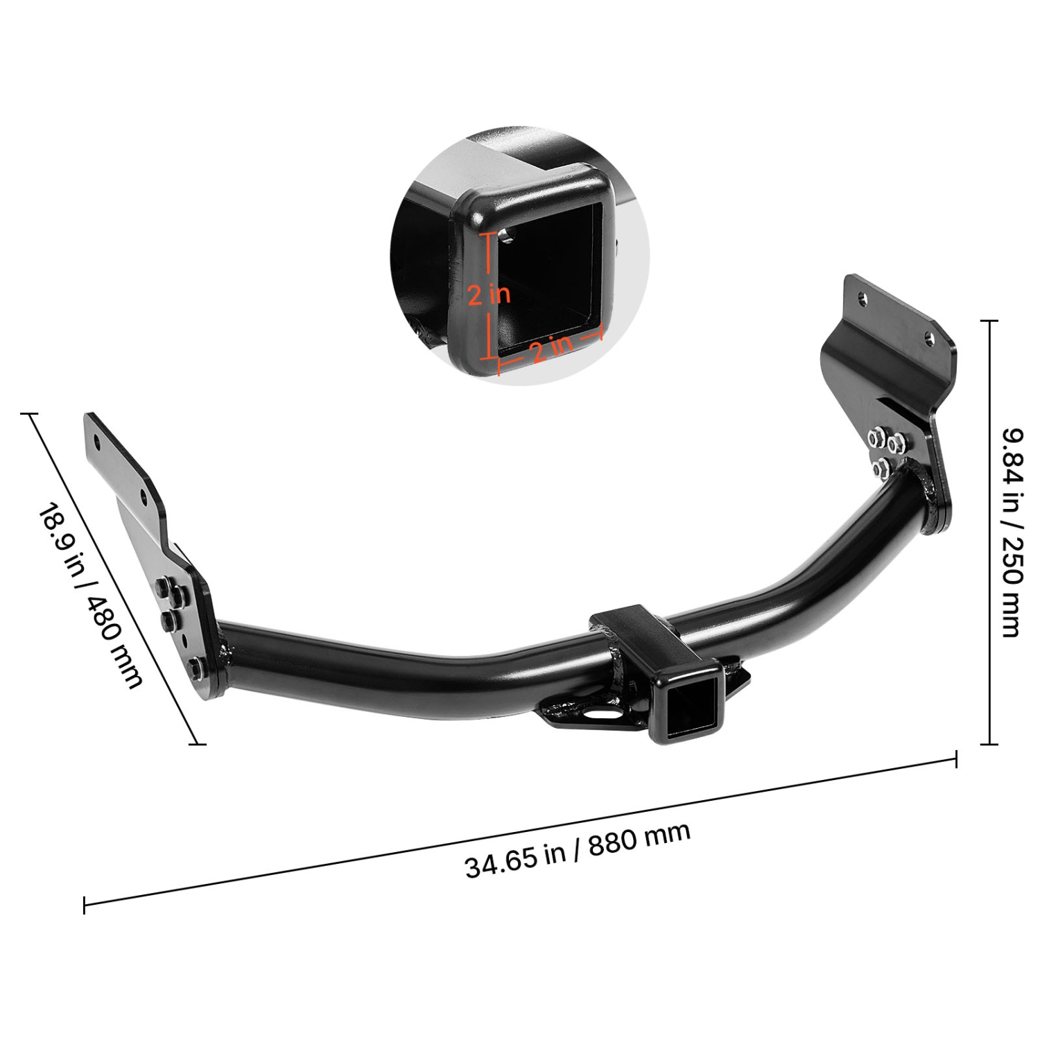 VEVOR Class 3 Trailer Hitch, 2-Inch Receiver, Compatible with 2011-2021 Jeep Grand Cherokee, Q345B Steel Tube Frame, Multi-Fit Hitch to Receive Ball