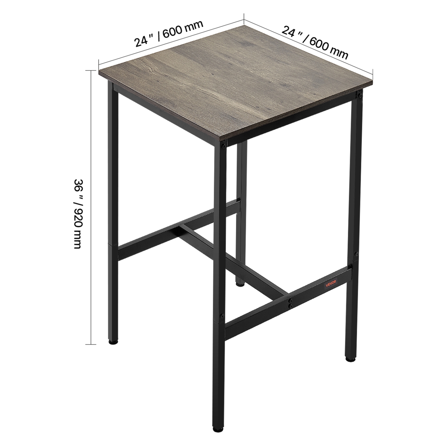VEVOR 24x24x36 in Bar Table, Sturdy Metal Frame High Top Pub Table, Small Kitchen Dining, Cocktail Coffee Counter Bar Height Desk, Easy to Assemble,