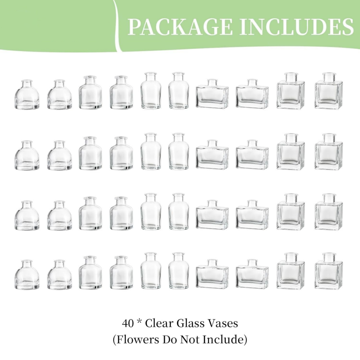 NIERBO Glass Bud Vases for Centerpieces: Clear Mini Flower Vase Set of 40 Bulk Modern Decor Small Vase for Flowers Cute Decorative Wedding Table