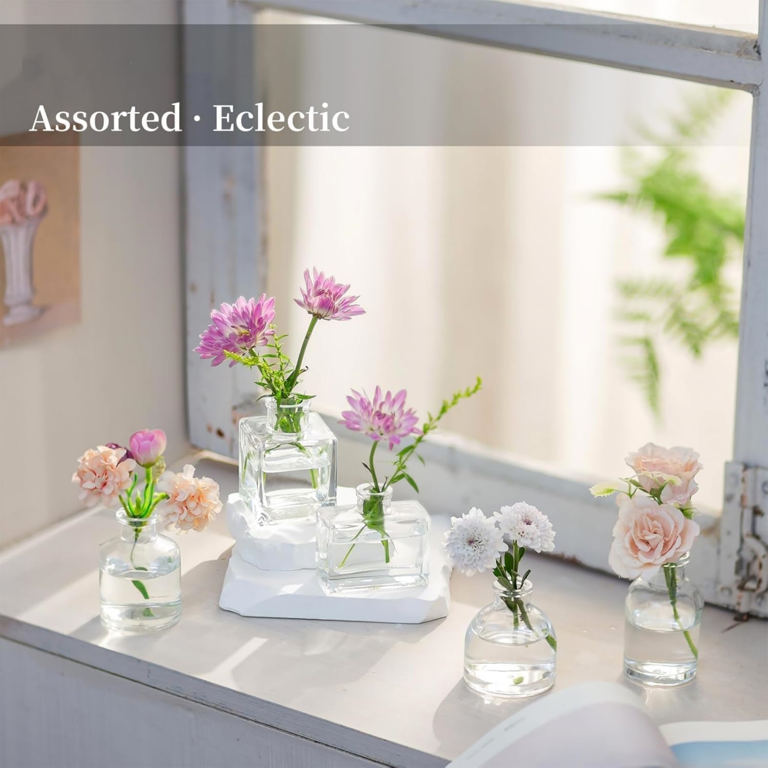 NIERBO Glass Bud Vases for Centerpieces: Clear Mini Flower Vase Set of 40 Bulk Modern Decor Small Vase for Flowers Cute Decorative Wedding Table