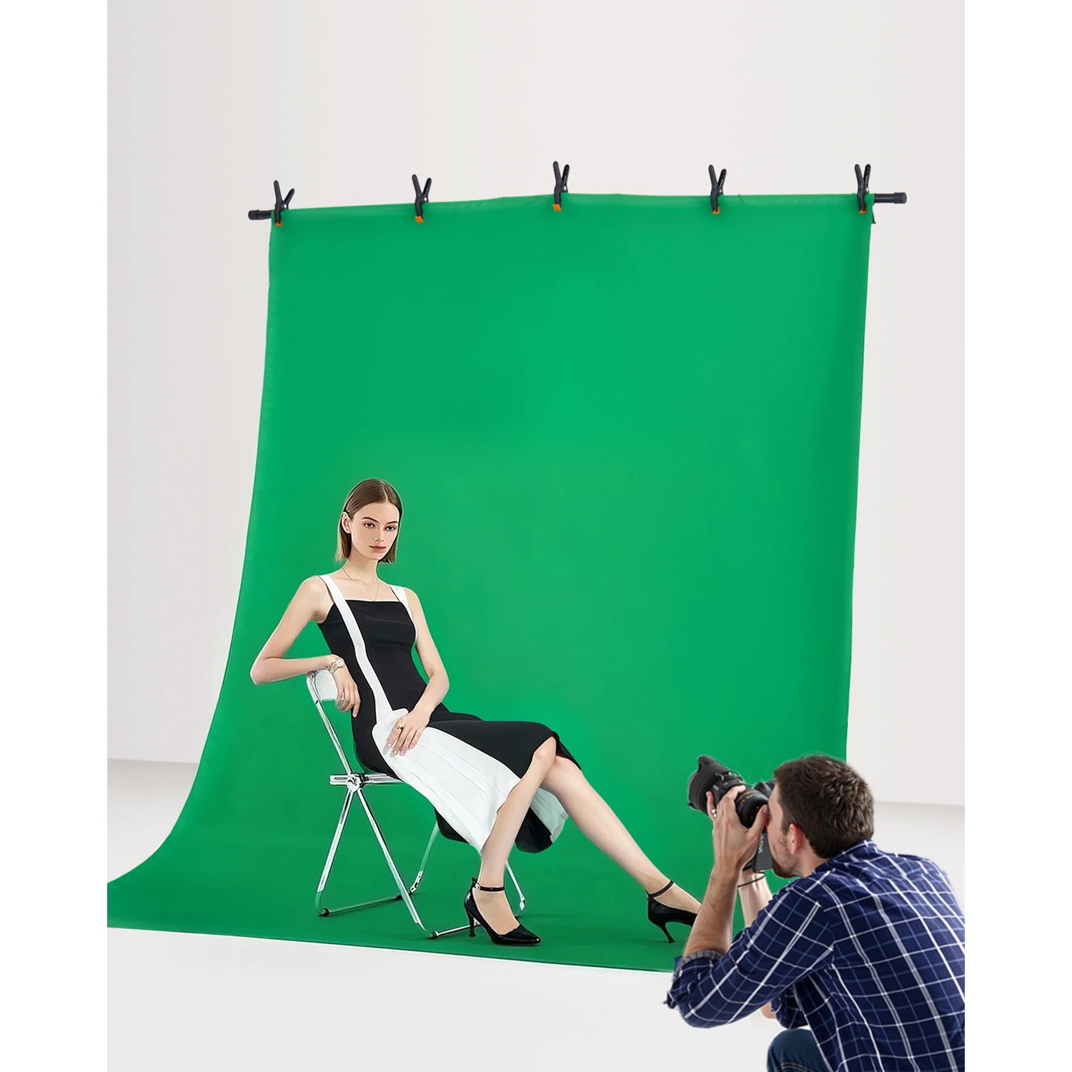 VEVOR 5 x 6.5 ft Backdrop Stand, Adjustable Photo Backdrop Stand Kit, Portable Background Backdrop Stand with 3 Crossbars, Heavy Duty Projector