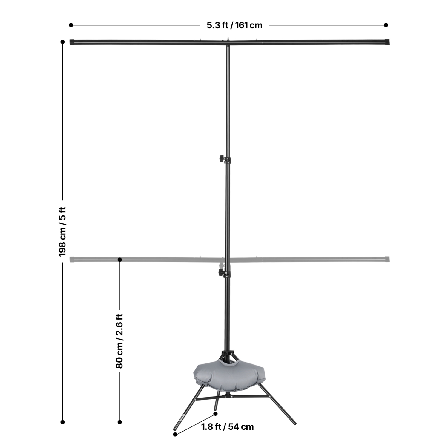 VEVOR 5 x 6.5 ft Backdrop Stand, Adjustable Photo Backdrop Stand Kit, Portable Background Backdrop Stand with 3 Crossbars, Heavy Duty Projector