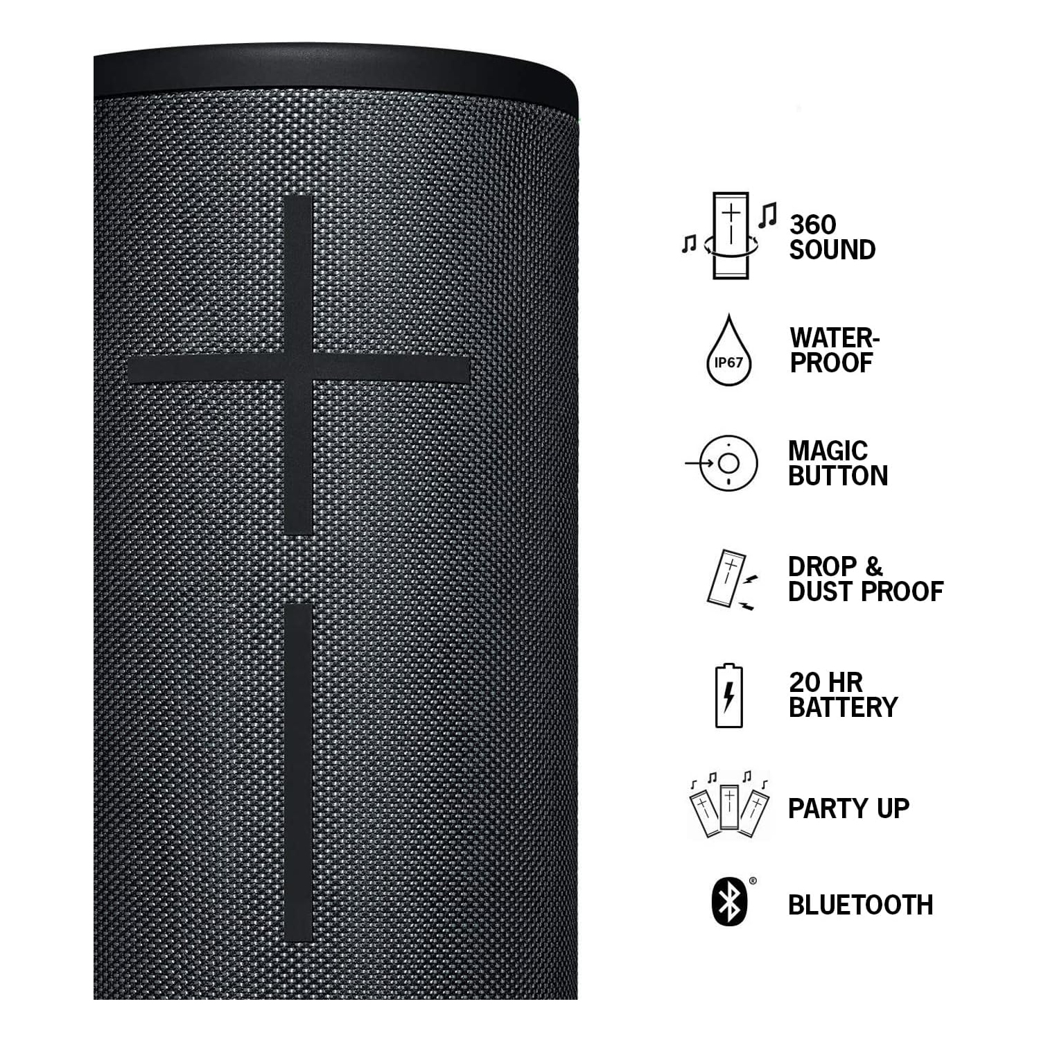 Haut-parleur sans fil portatif Bluetooth MEGABOOM 3 d'Ultimate Ears - Noir nocturne (984-001390)