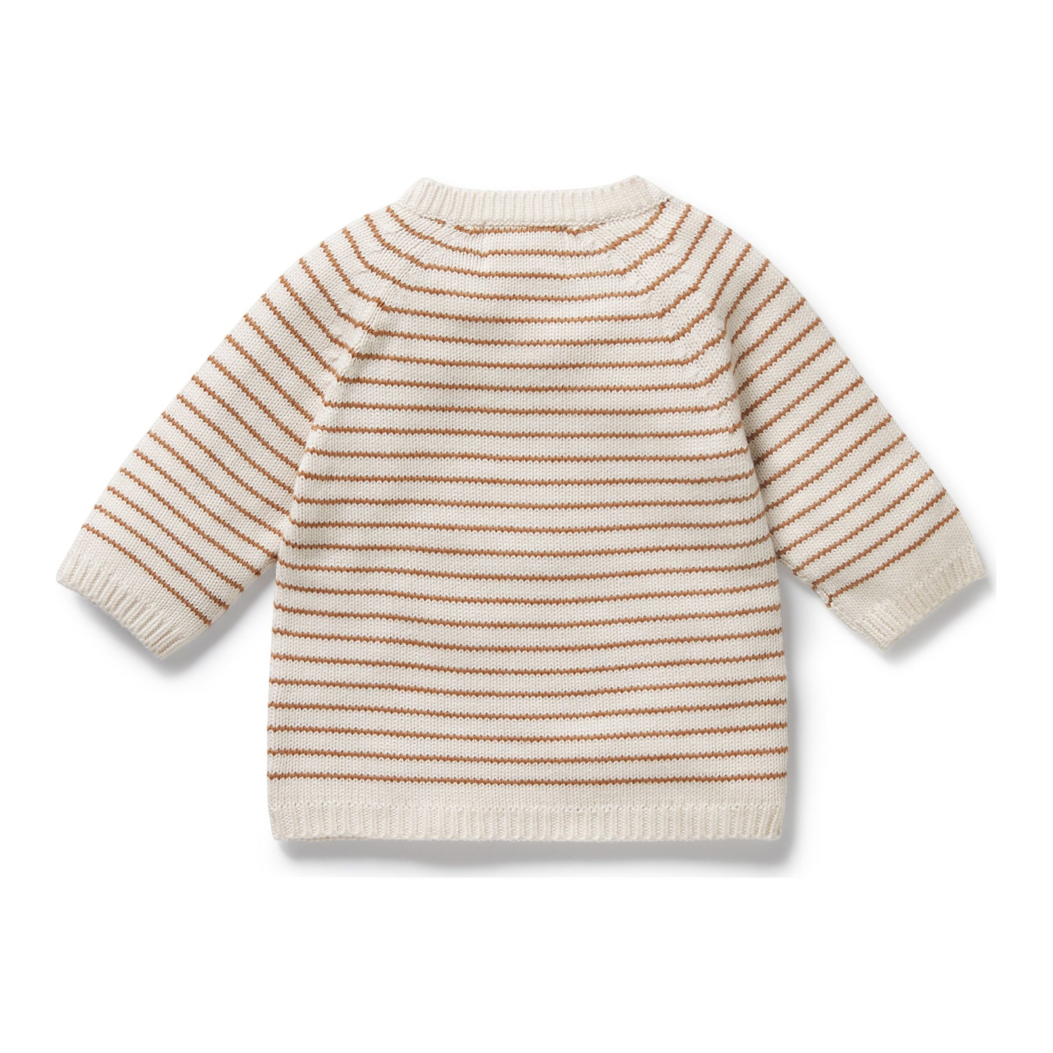 Cardigan kimono à rayures tricotées en coton biologique Wilson+Frenchy - Cannelle