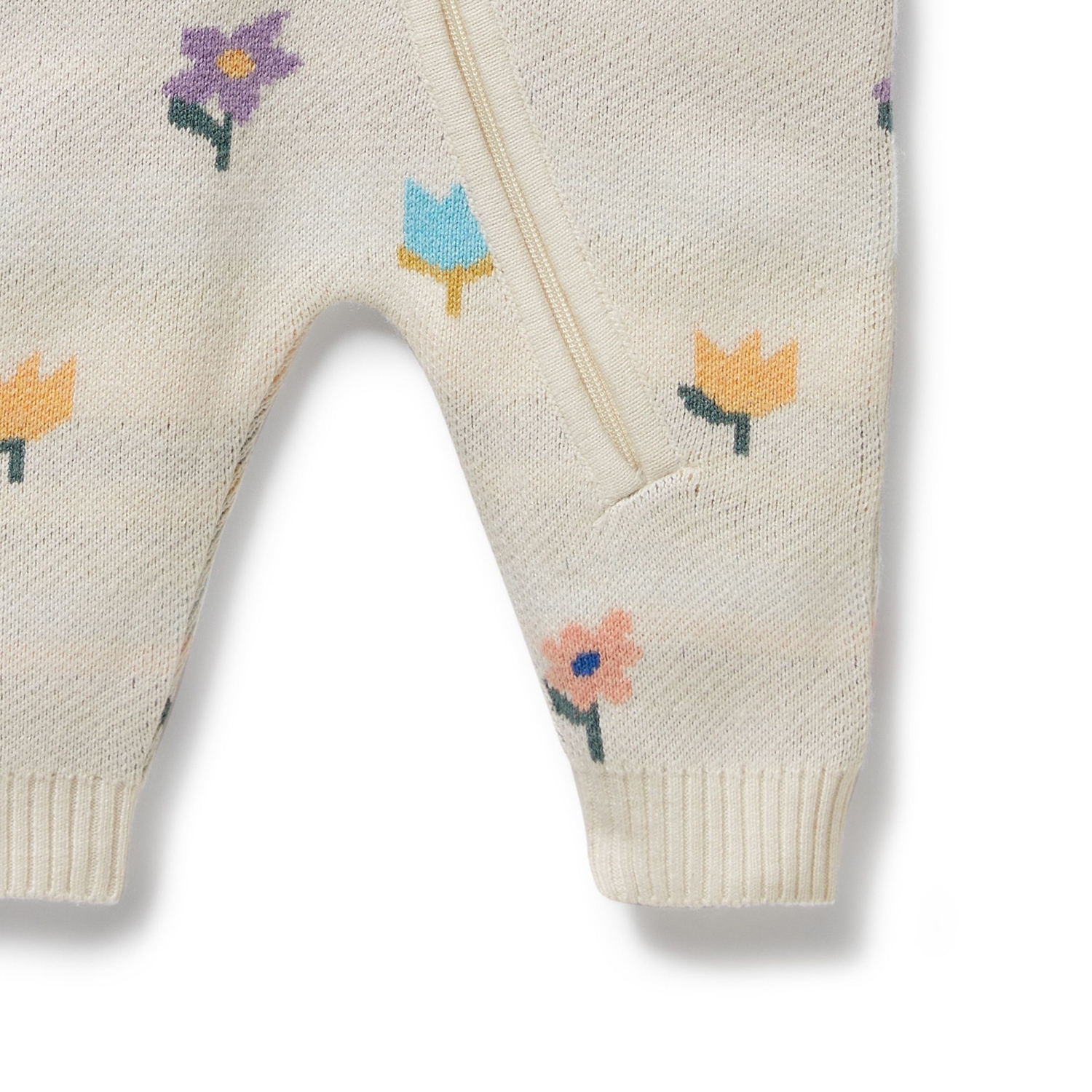 Combinaison grandiose en tricot jacquard biologique Wilson+Frenchy - Fleur pop