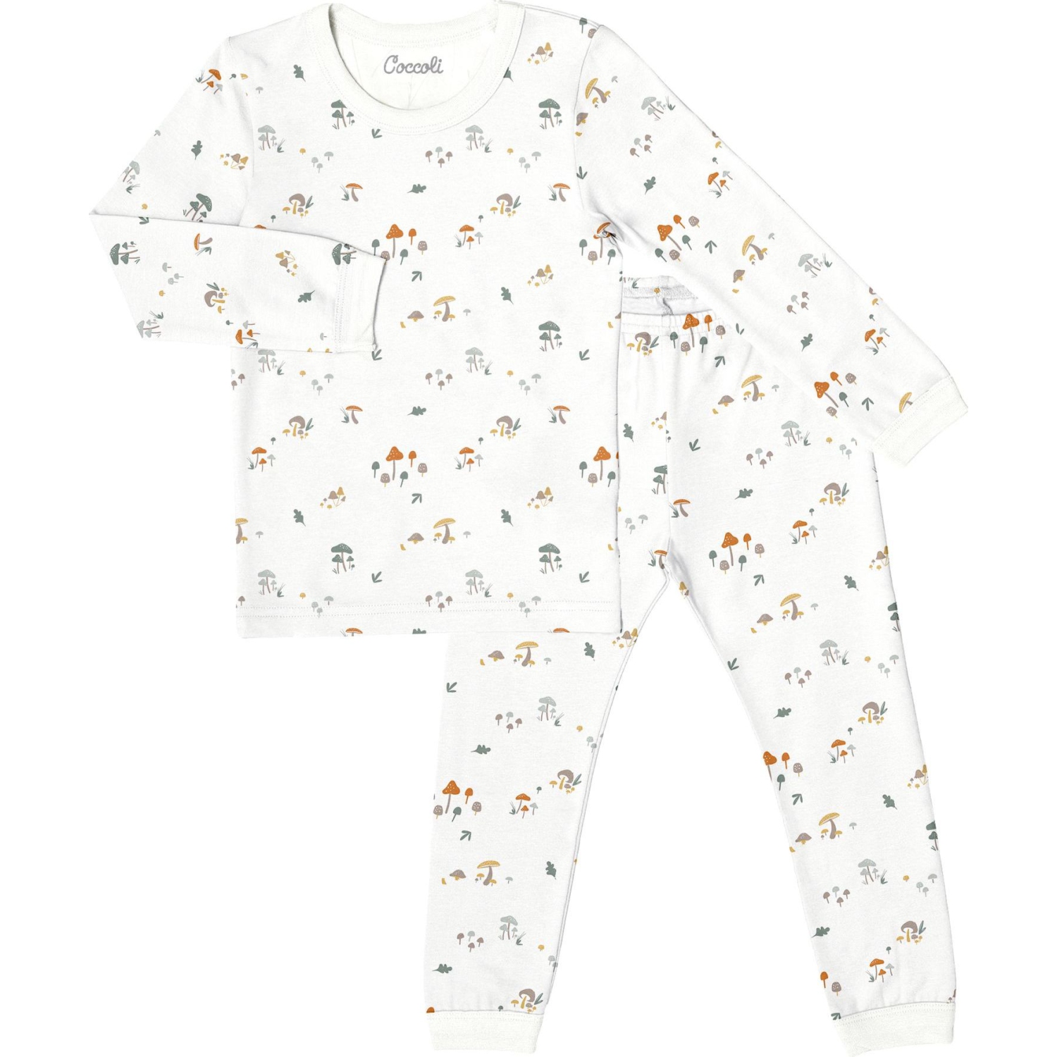 Pyjama à manches longues Coccoli en coton-modal - Champignons sur crème