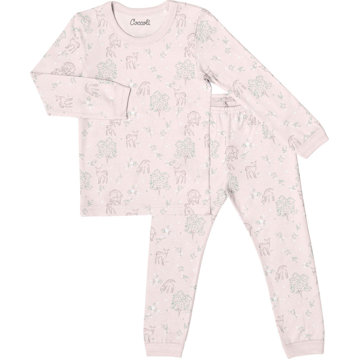 Pyjama à manches longues Coccoli en coton-modal - fauve sur rose