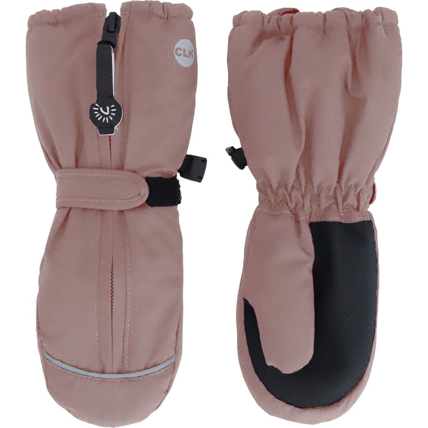 Mitaines d'hiver imperméables à glissière avant Calikids - Rose