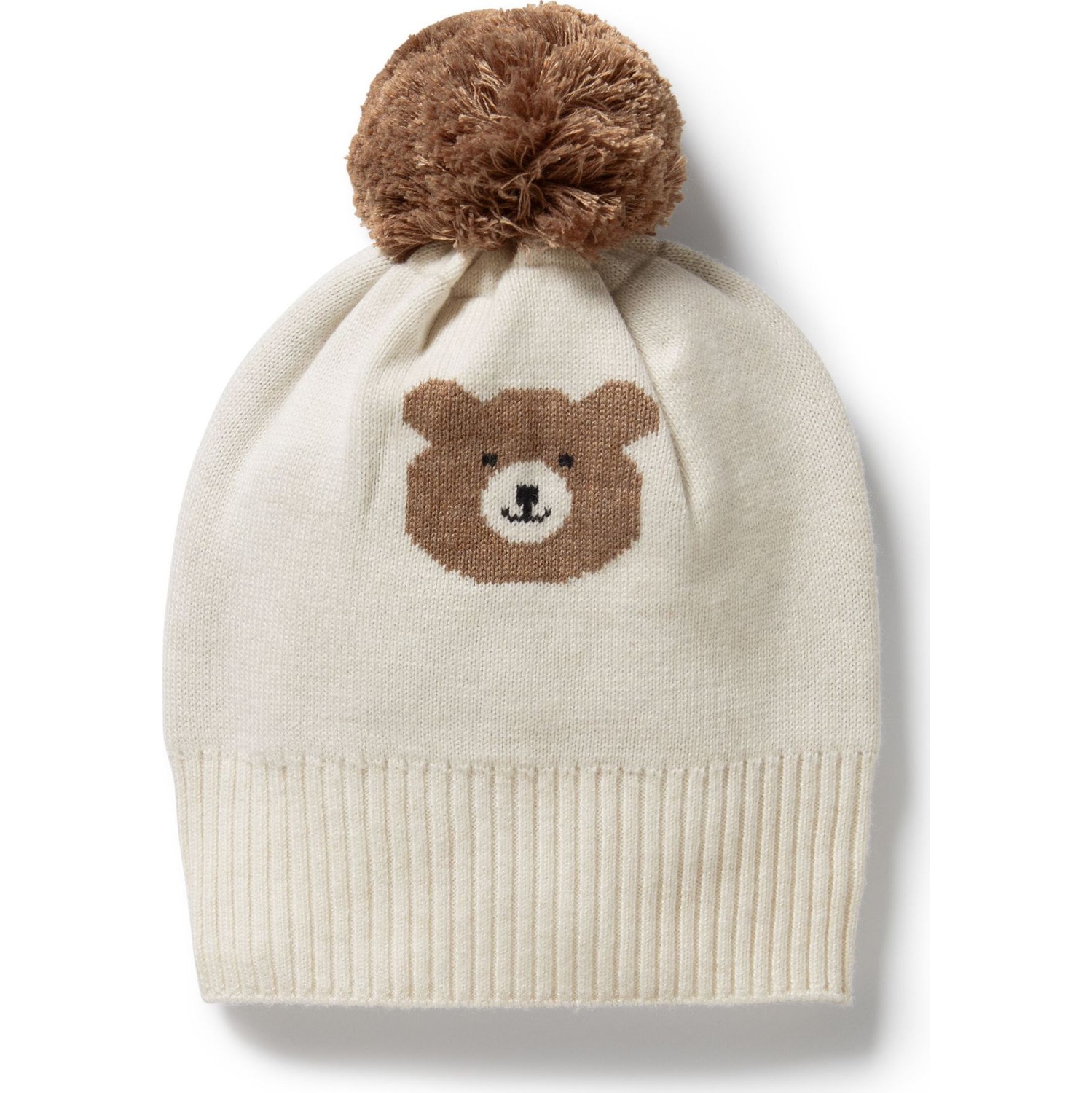 Bonnet en tricot jacquard biologique Wilson+Frenchy - Ourson