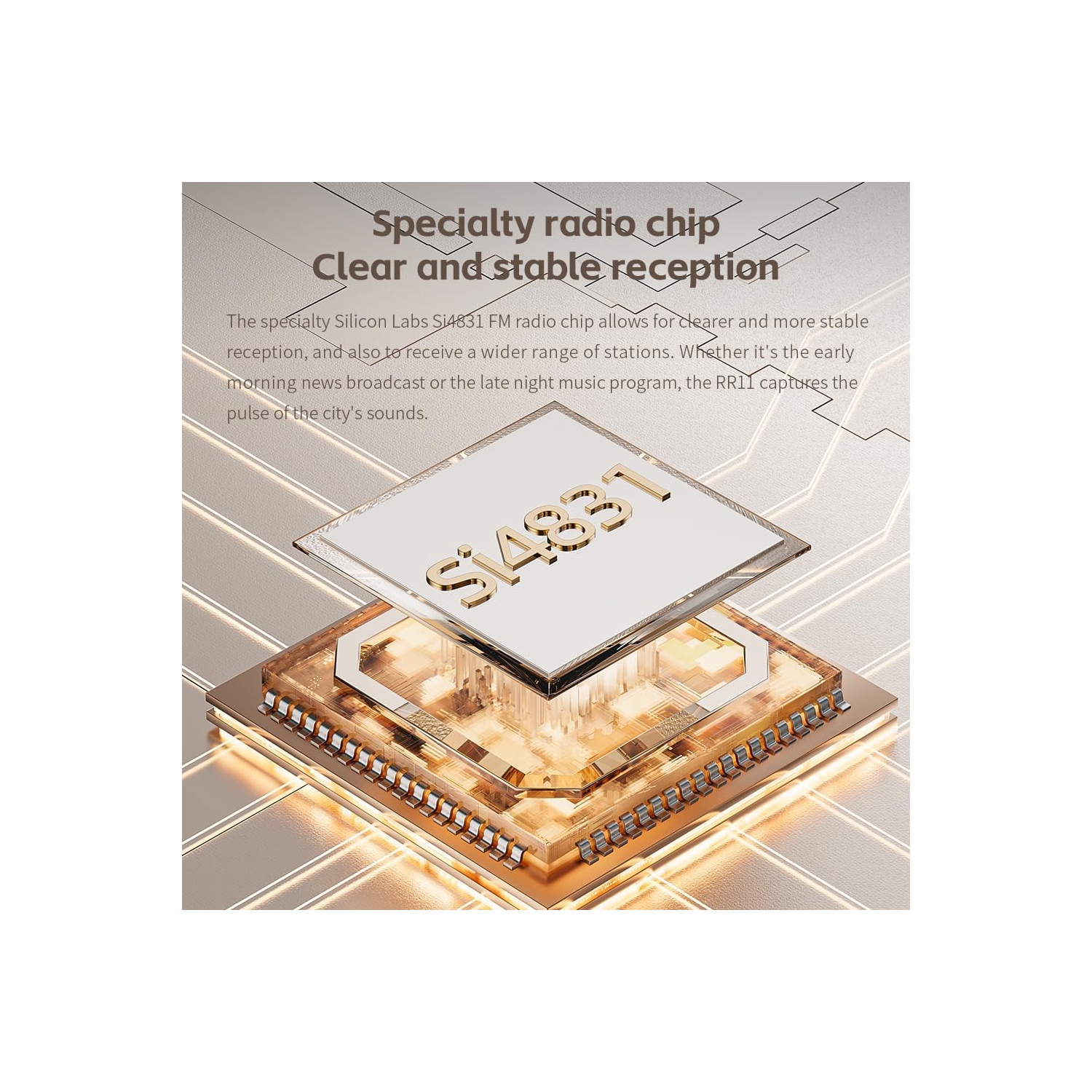 Récepteur radio FM stéréo haute fidélité portatif RR11 de FiiO avec syntonisation analogique, effets sonores BASS+3D, 64&nbsp;MHz-108&nbsp;MHz