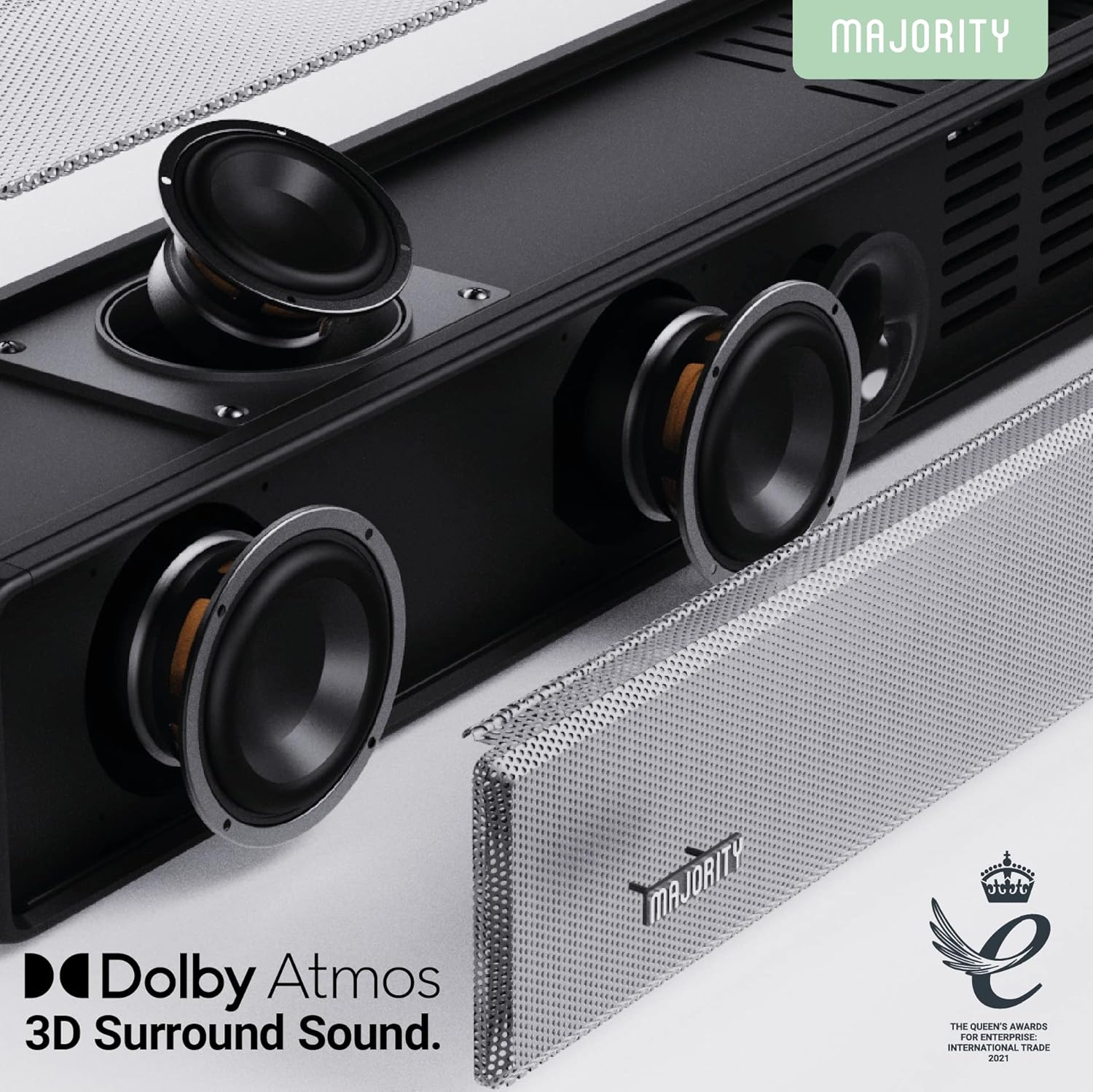 Barre de son Bluetooth majoritaire Barre de son Dolby Atmos Sierra de 280&nbsp;W avec haut-parleur d'extrêmes graves intégré et télécommande – Noir