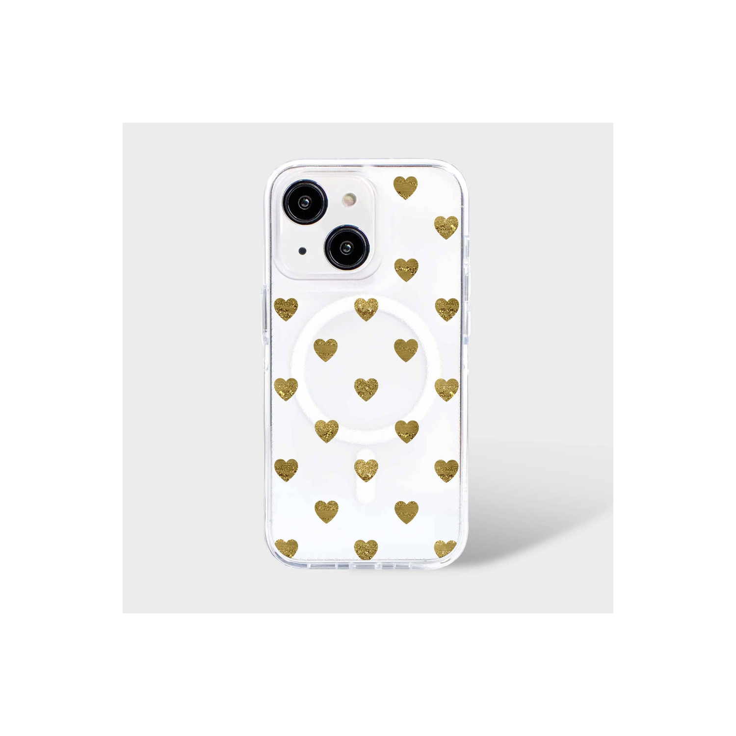 Étui transparent en coeur prune dorée avec MagSafe pour iPhone 16e