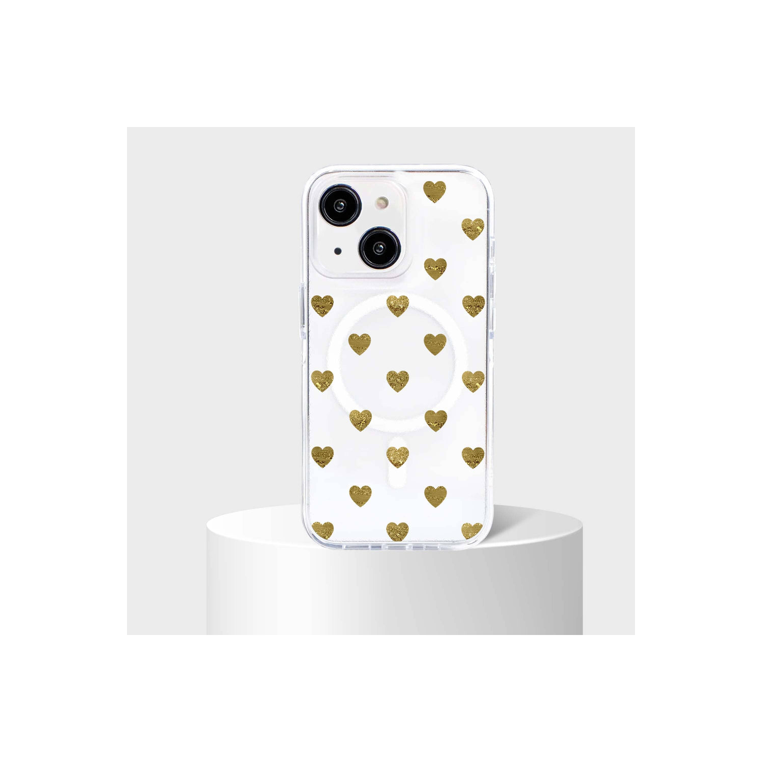 Étui transparent en coeur prune dorée avec MagSafe pour iPhone 16e