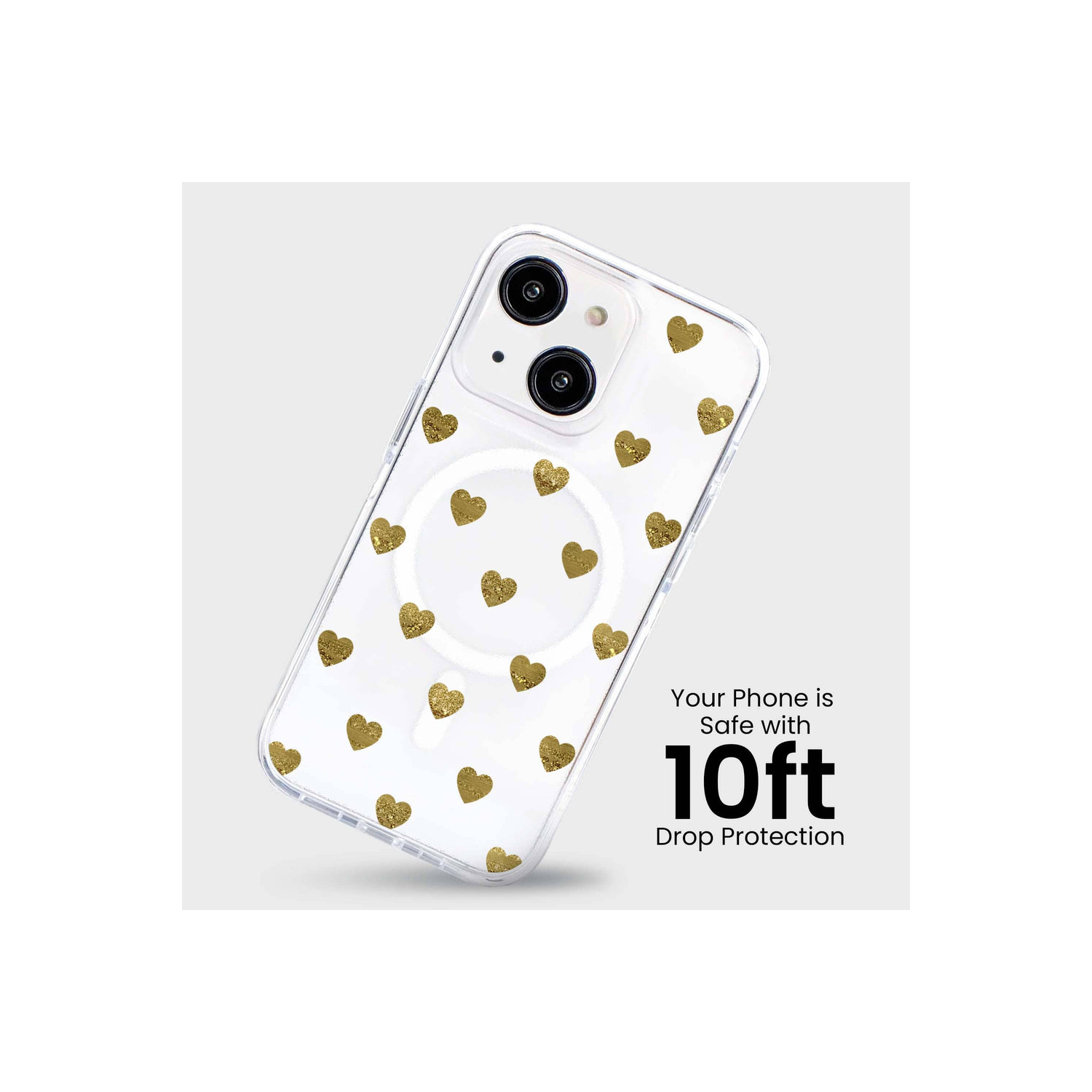 Étui transparent en coeur prune dorée avec MagSafe pour iPhone 16e