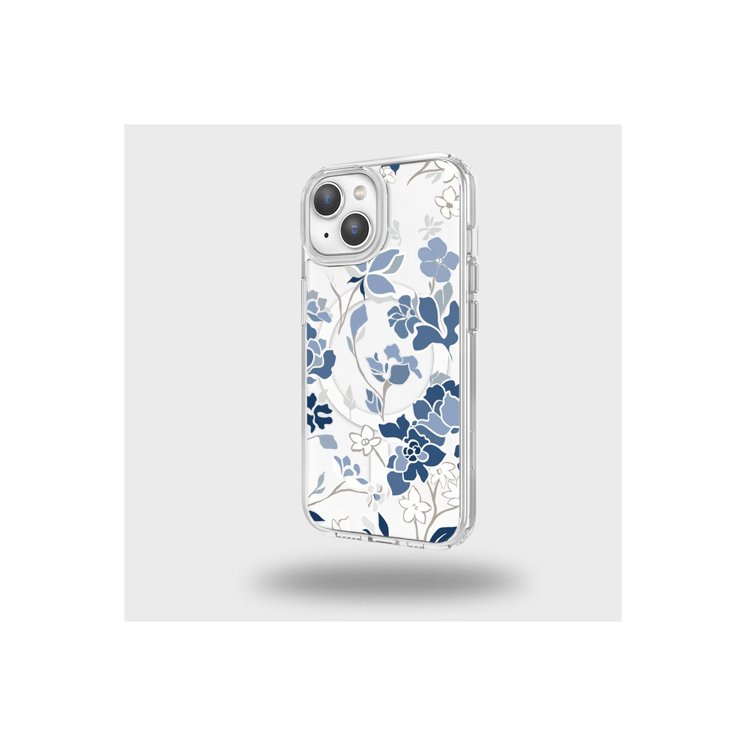 Étui transparent à motif bleu avec MagSafe pour iPhone 16e