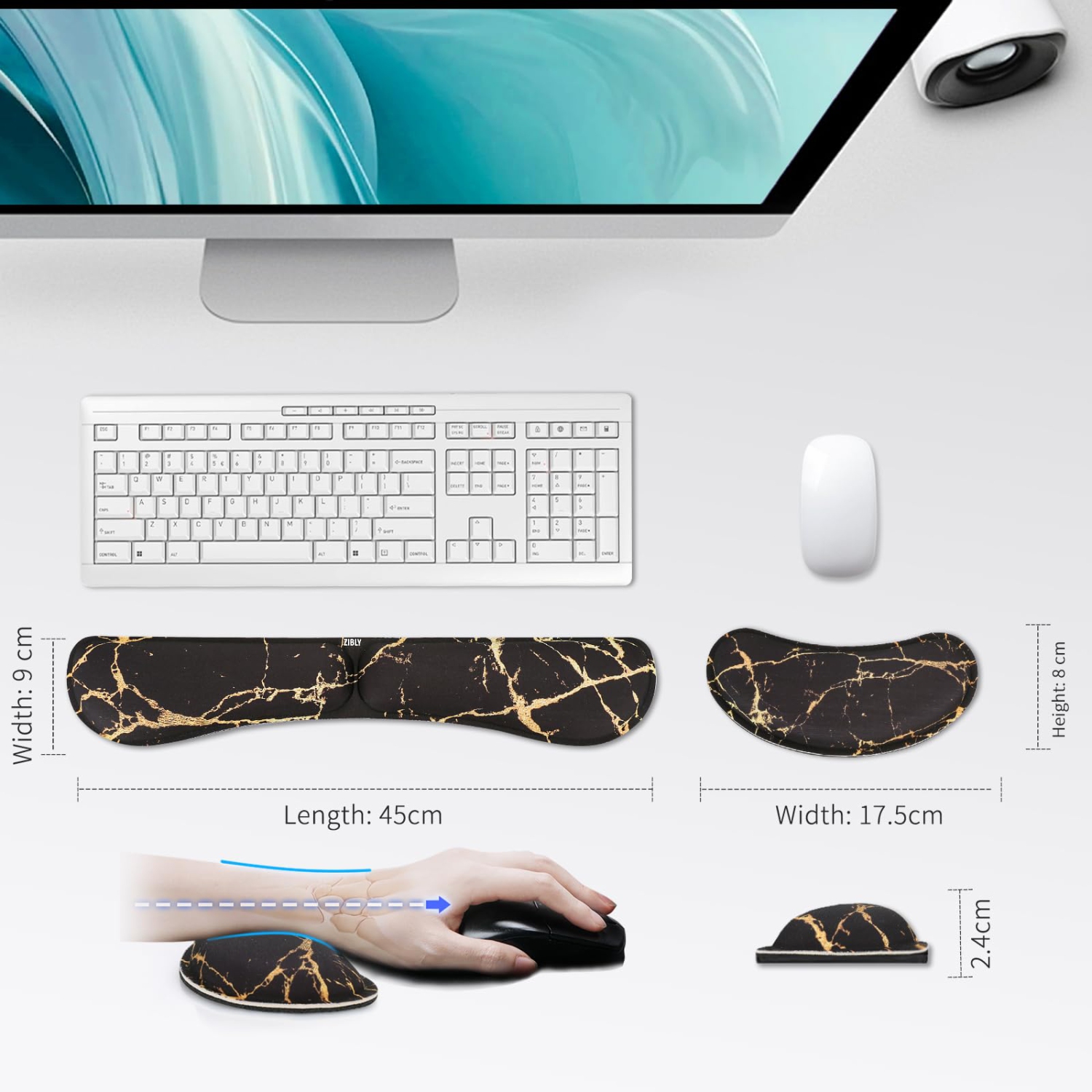 Ergonomic Gel Keyboard Wrist Rest & Mousepad Rests for Computer, Silky Memory Foam for Typing, Laptop Keyboard and Mouse Desk Pads Support Hand and